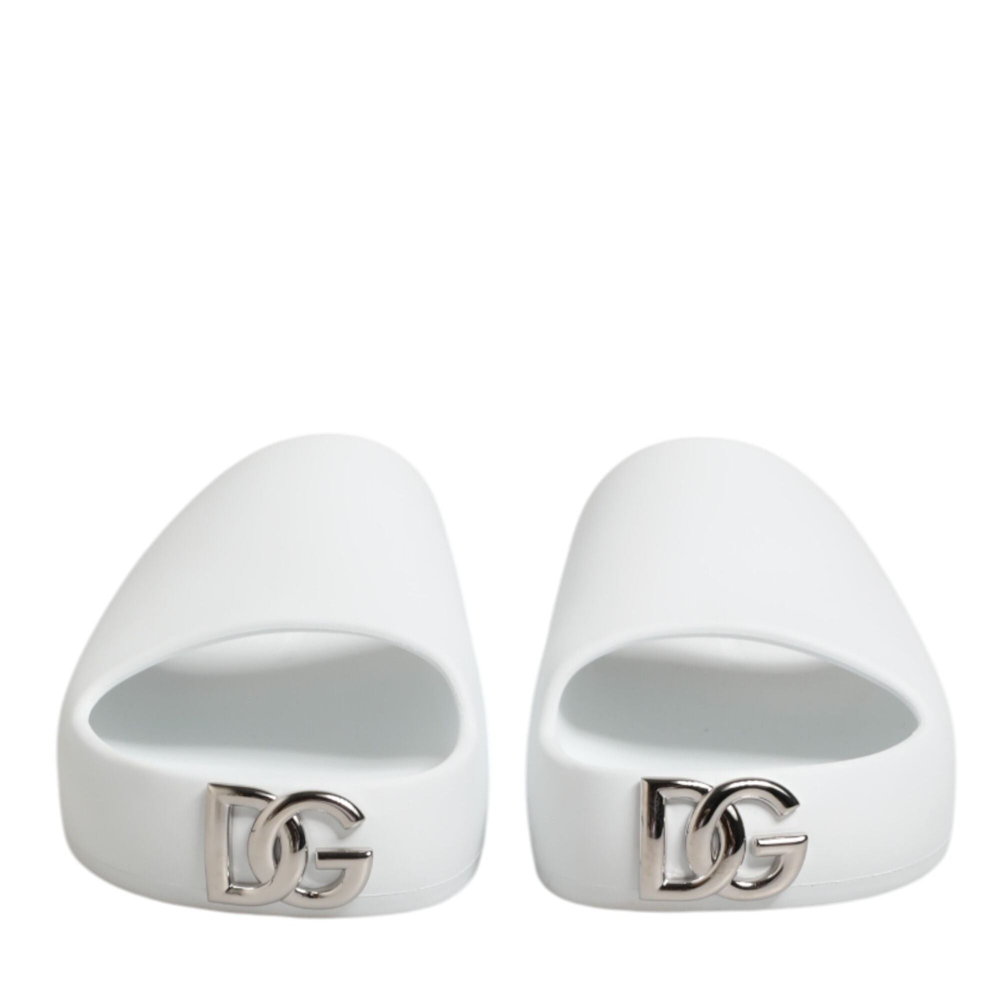 Dolce & Gabbana White Logo Slides Sandals Men Beachwear Shoes