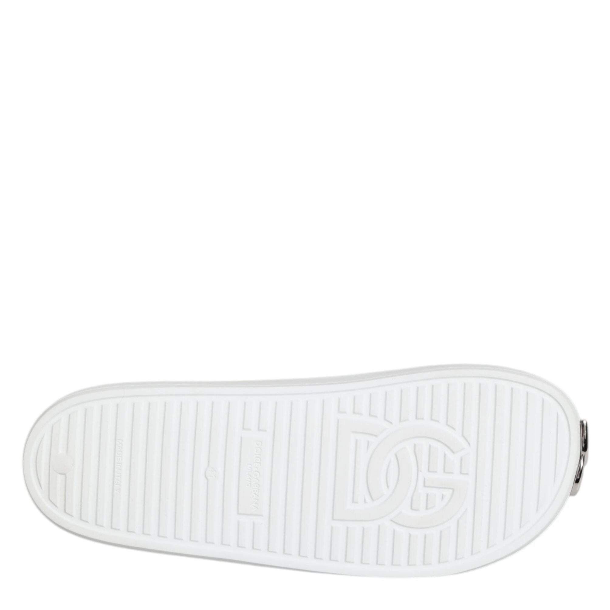 Dolce & Gabbana White Logo Slides Sandals Men Beachwear Shoes