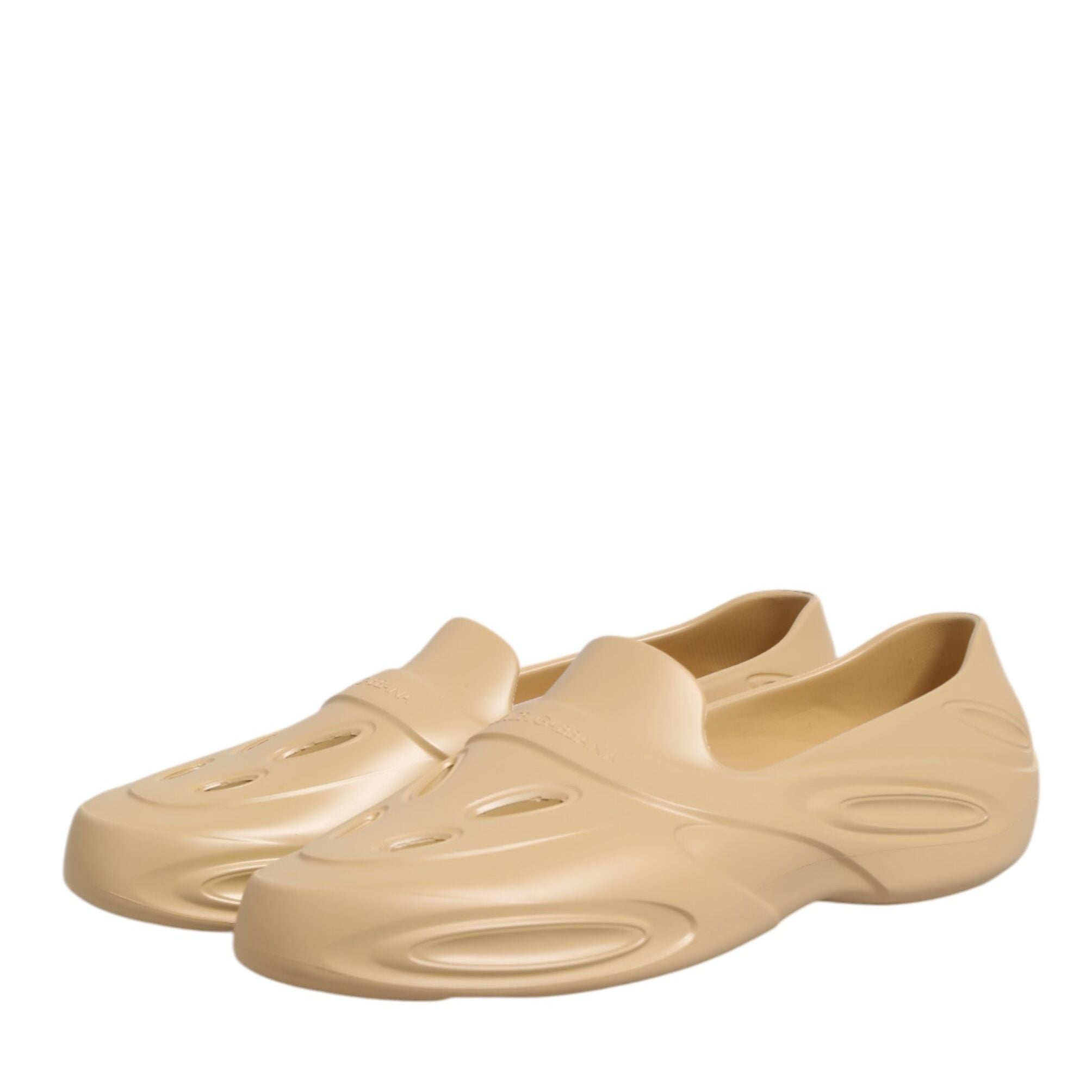 Dolce & Gabbana Beige Rubber Slides Low Top Sneakers Shoes