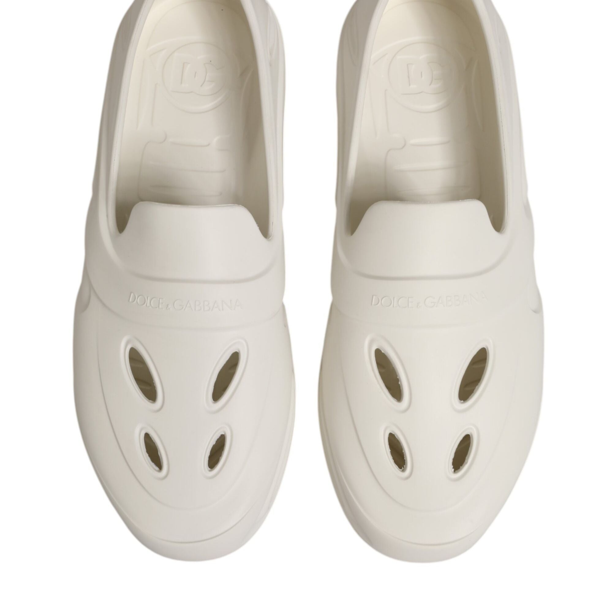 Dolce & Gabbana White Rubber Slides Low Top Sneakers Shoes
