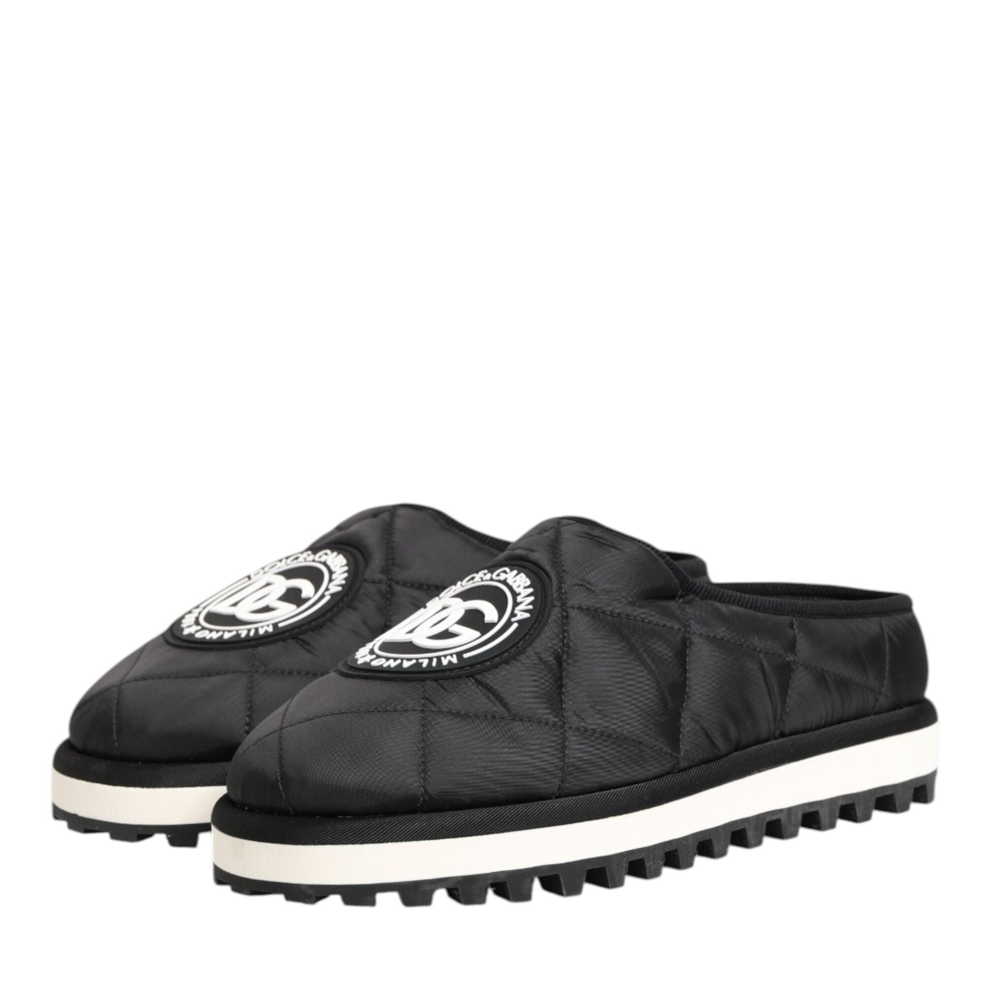 Dolce & Gabbana Black Nylon Low Top Slip On Sneaker Shoes