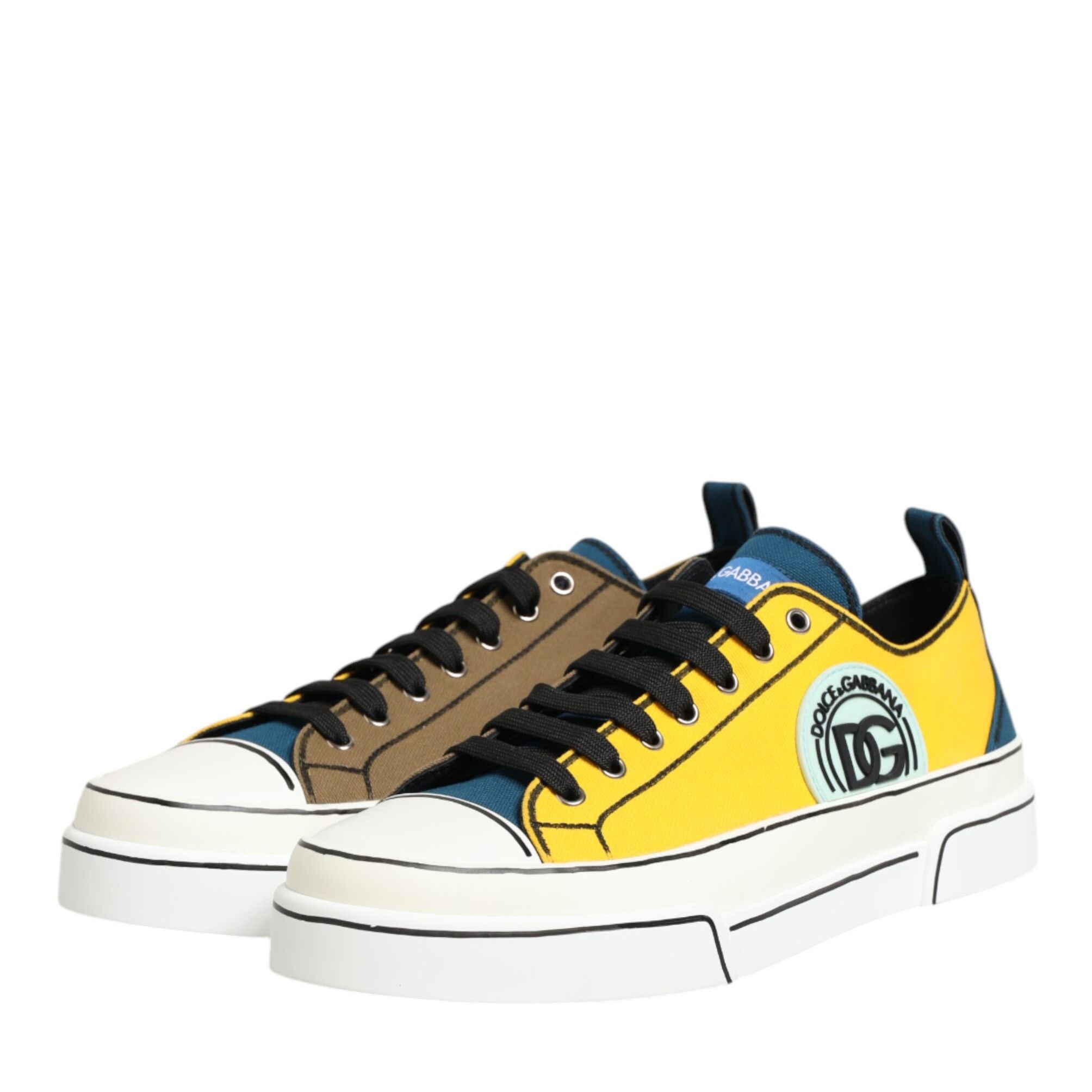 Dolce & Gabbana Multicolor Cotton Logo Low Top Sneakers Shoes