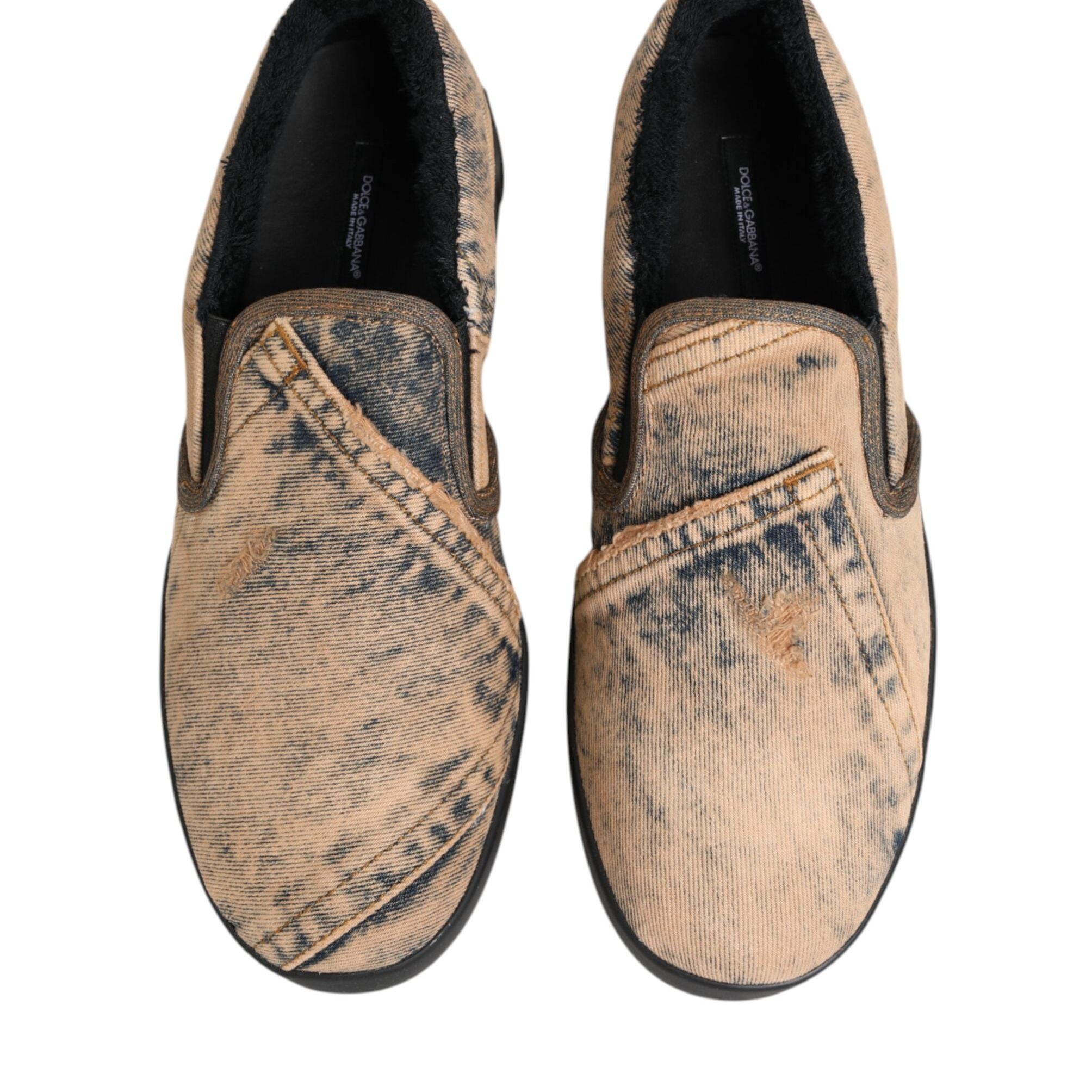 Dolce & Gabbana Beige Cotton Low Top Slip On Sneakers Shoes