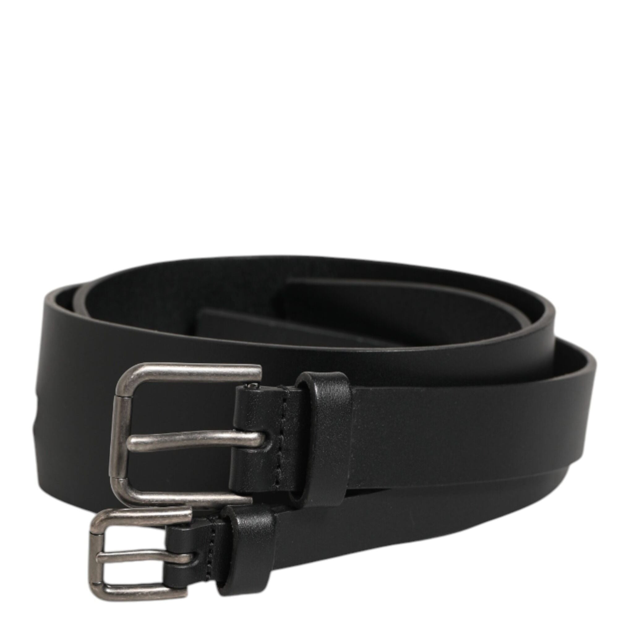 Dolce & Gabbana Black Double Strap Leather Buckle Men Belt