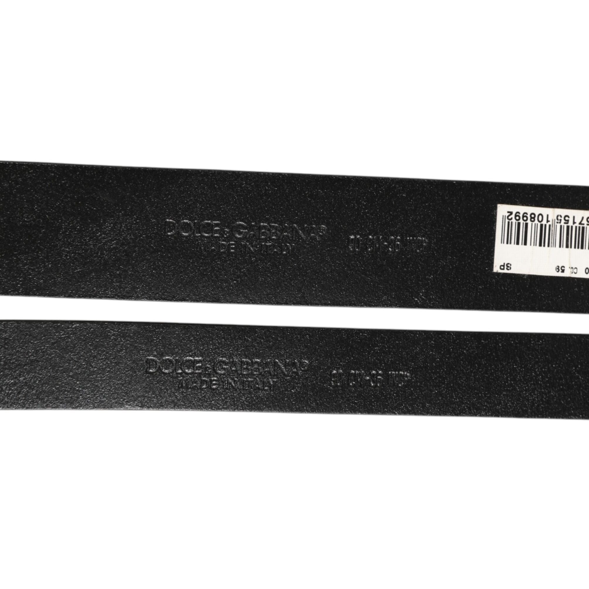 Dolce & Gabbana Black Double Strap Leather Silver Buckle Belt