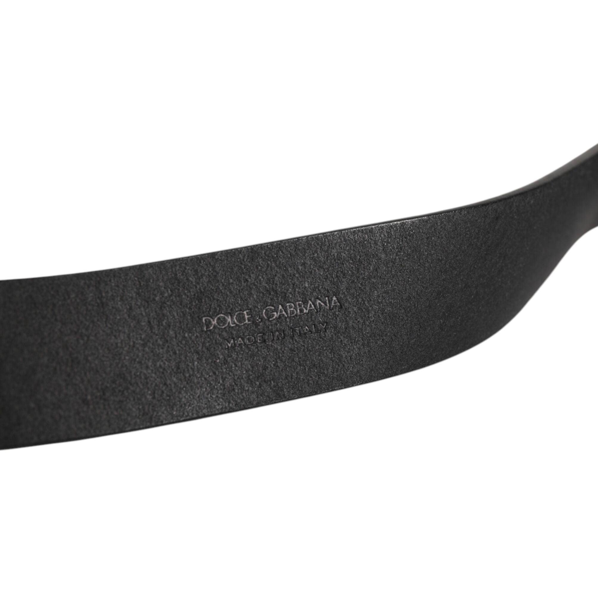 Dolce & Gabbana Black Leather Metal Buckle Classic Men Belt