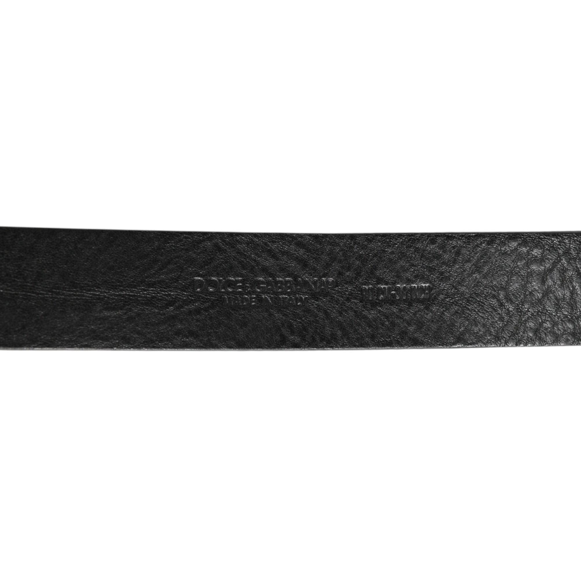 Dolce & Gabbana Black Leather Classic Metal Logo Buckle Belt