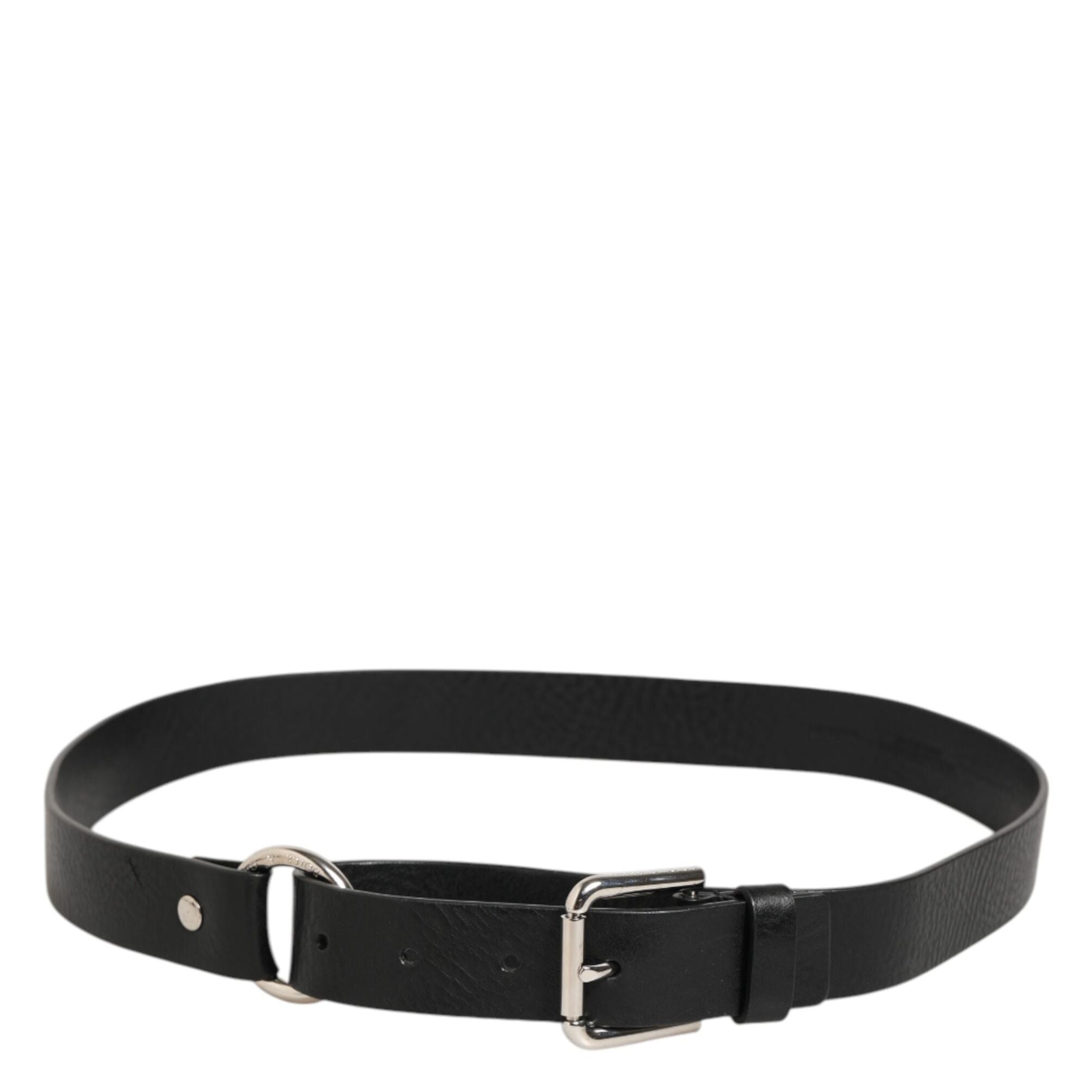 Dolce & Gabbana Black Leather Classic Metal Logo Buckle Belt