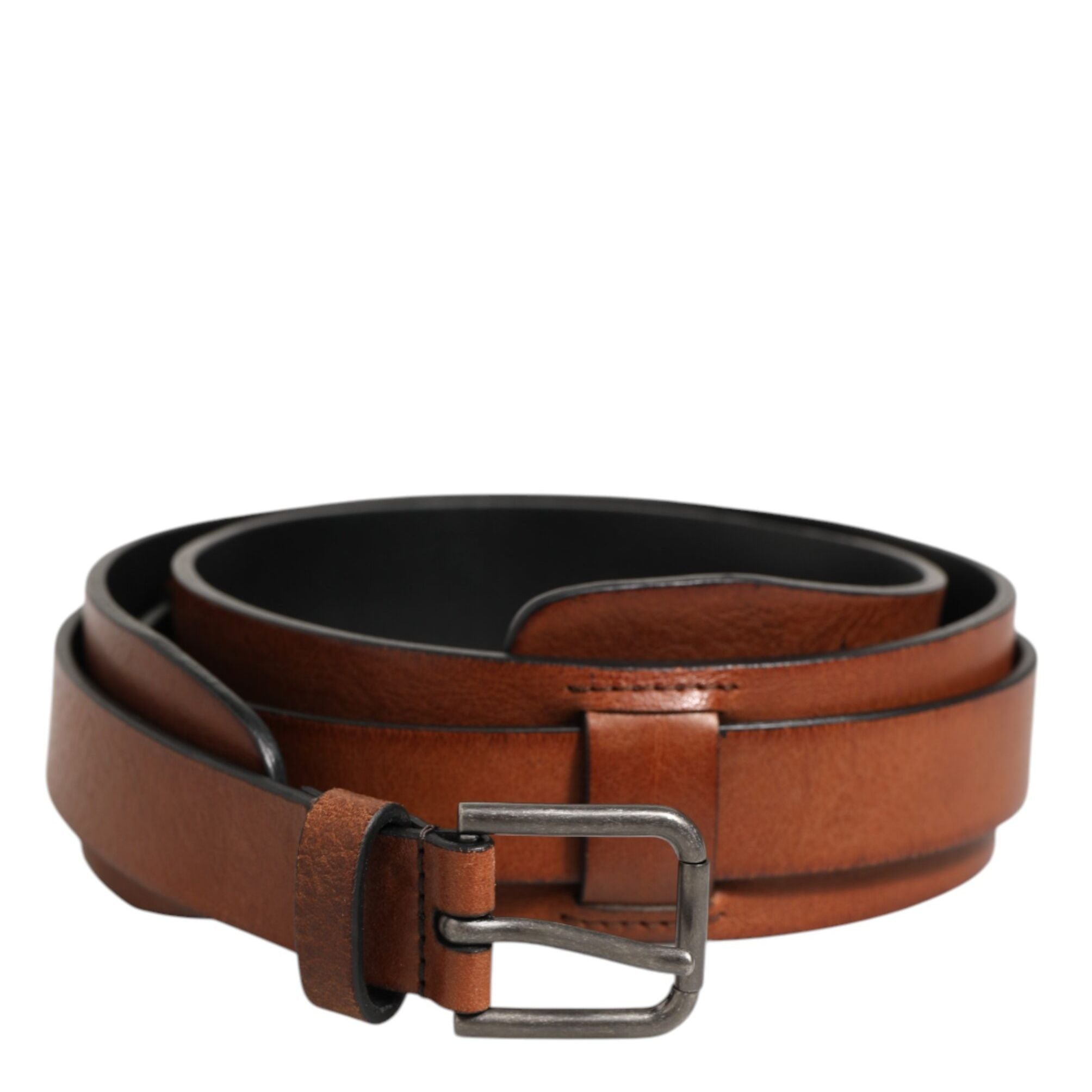 Dolce & Gabbana Brown Classic Gold Metal Logo Buckle Men Belt