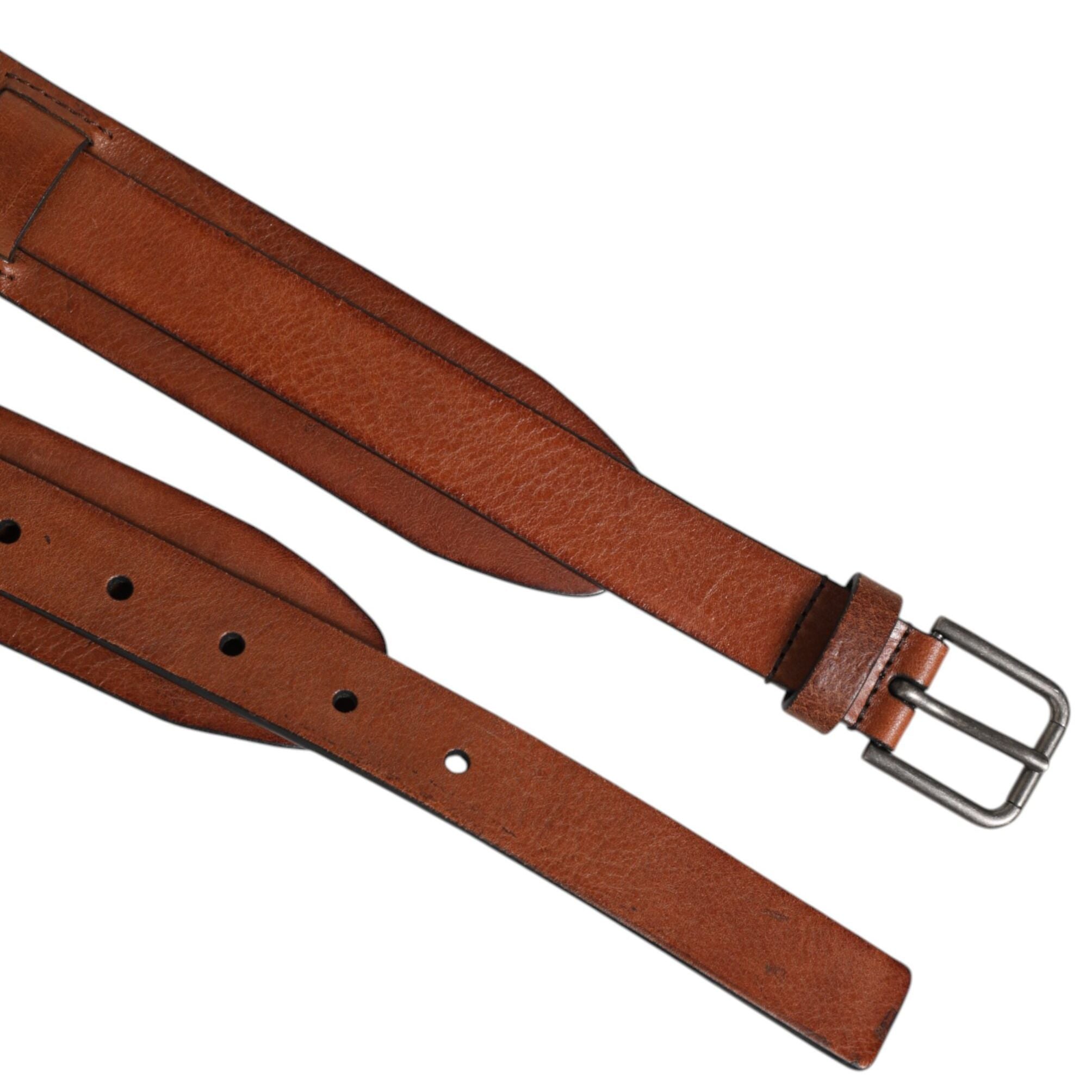 Dolce & Gabbana Brown Classic Gold Metal Logo Buckle Men Belt
