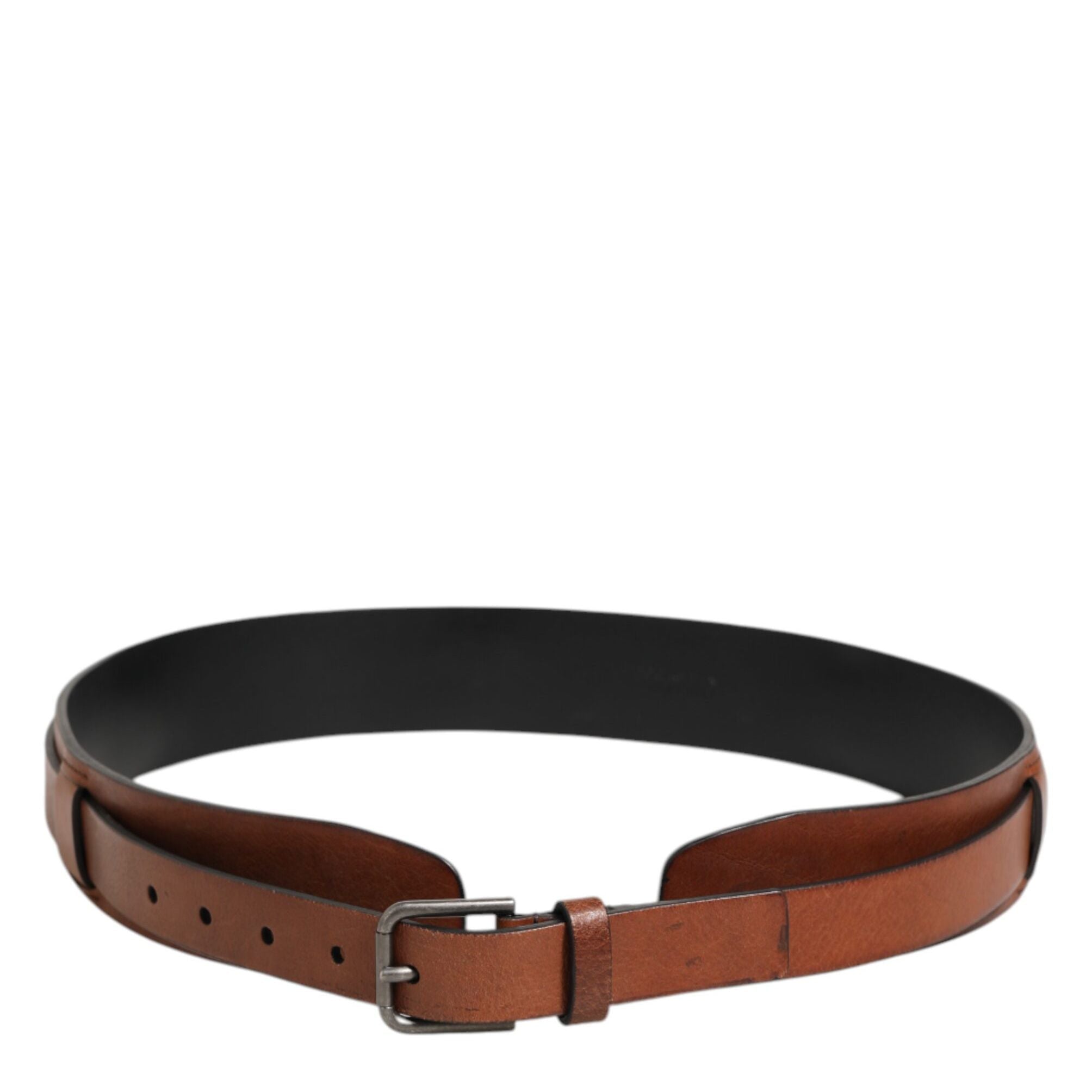 Dolce & Gabbana Brown Classic Gold Metal Logo Buckle Men Belt