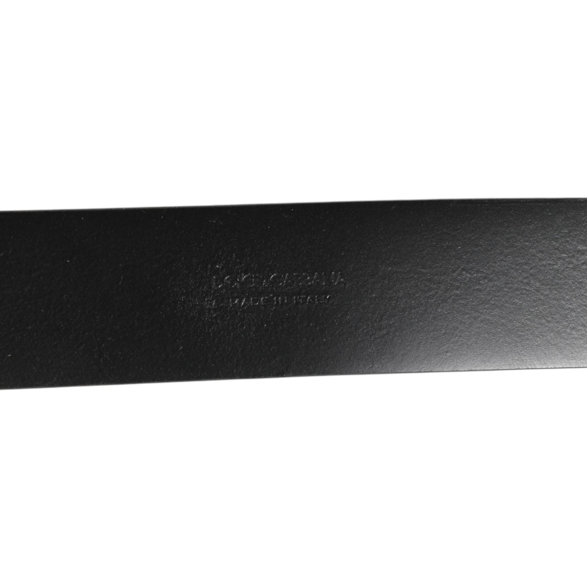 Dolce & Gabbana Black Leather Side Rings Brass Buckle Belt