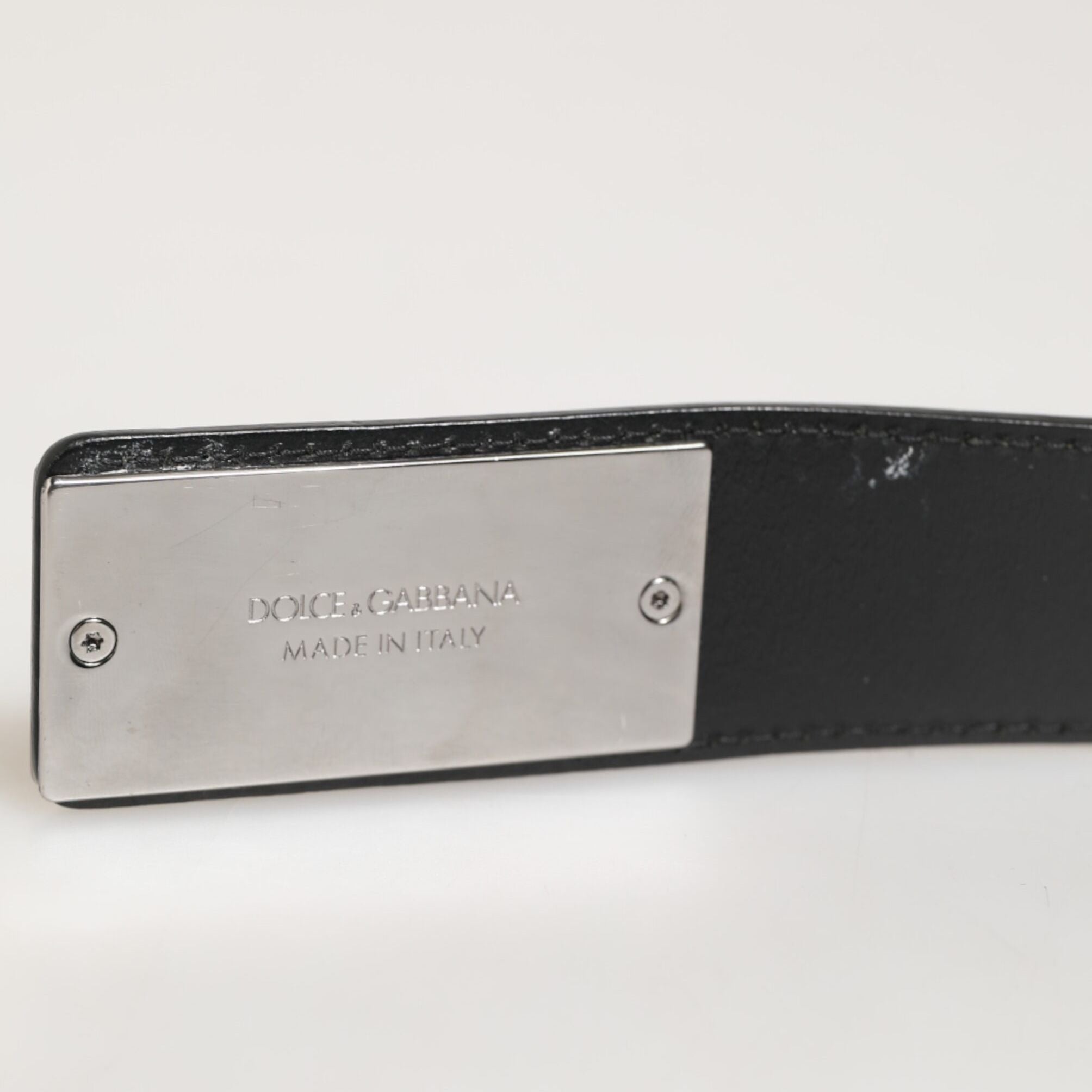 Dolce & Gabbana Black Leather Classic Metal Logo Buckle Belt