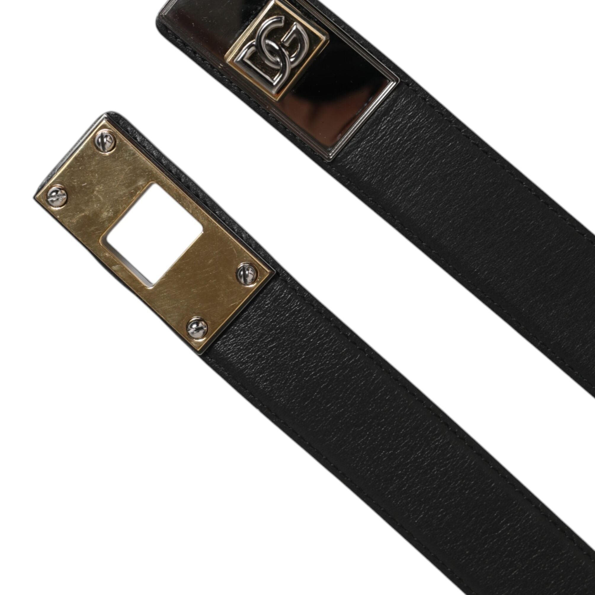 Dolce & Gabbana Black Leather Classic Metal Logo Buckle Belt
