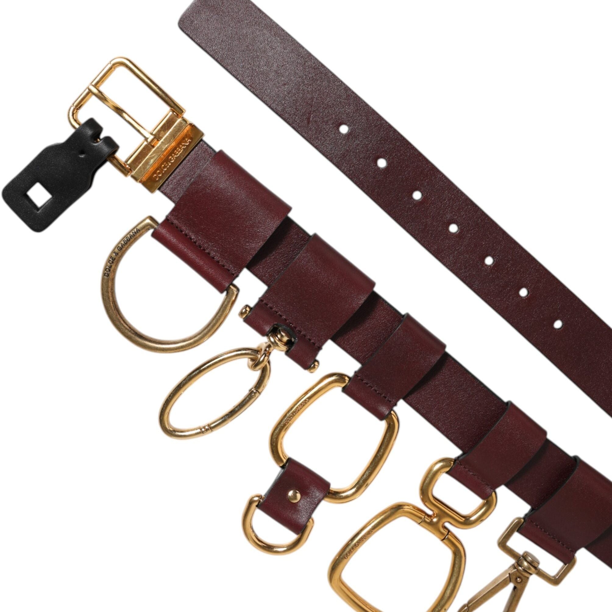 Dolce & Gabbana Brown Key Ring Clip Attachments Buckle Belt