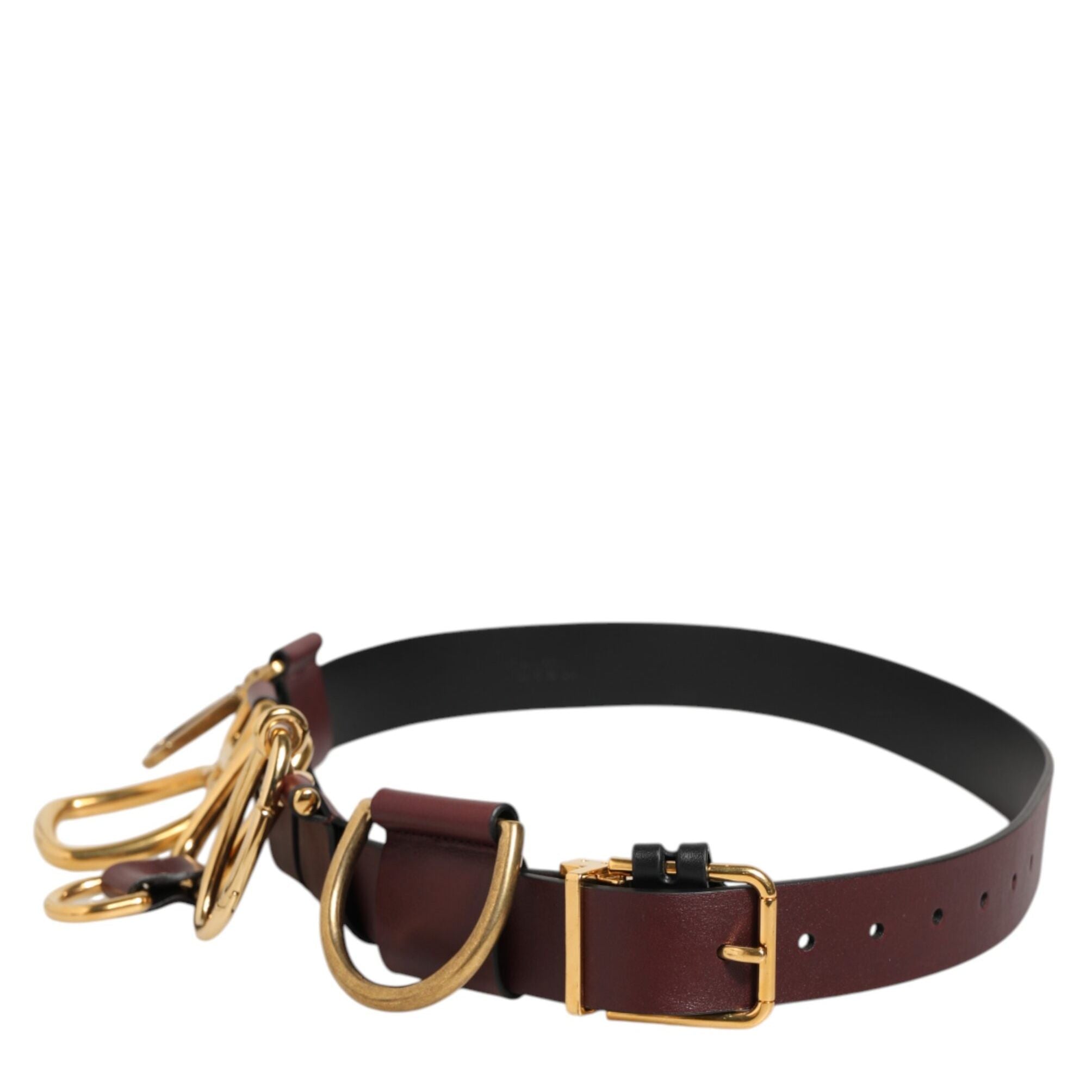Dolce & Gabbana Brown Key Ring Clip Attachments Buckle Belt