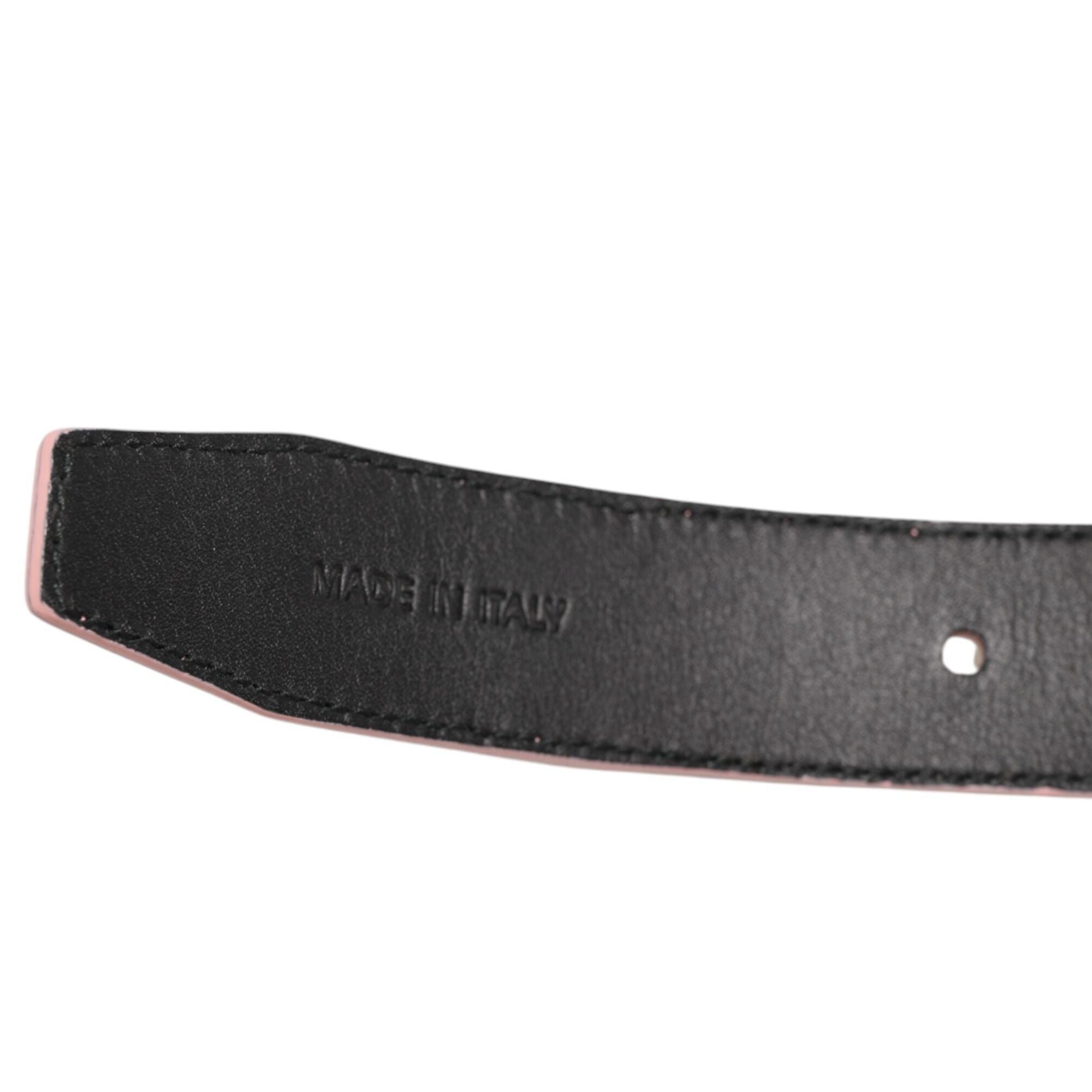 Dolce & Gabbana Pink Leather Perforated Detailing Buckle Belt
