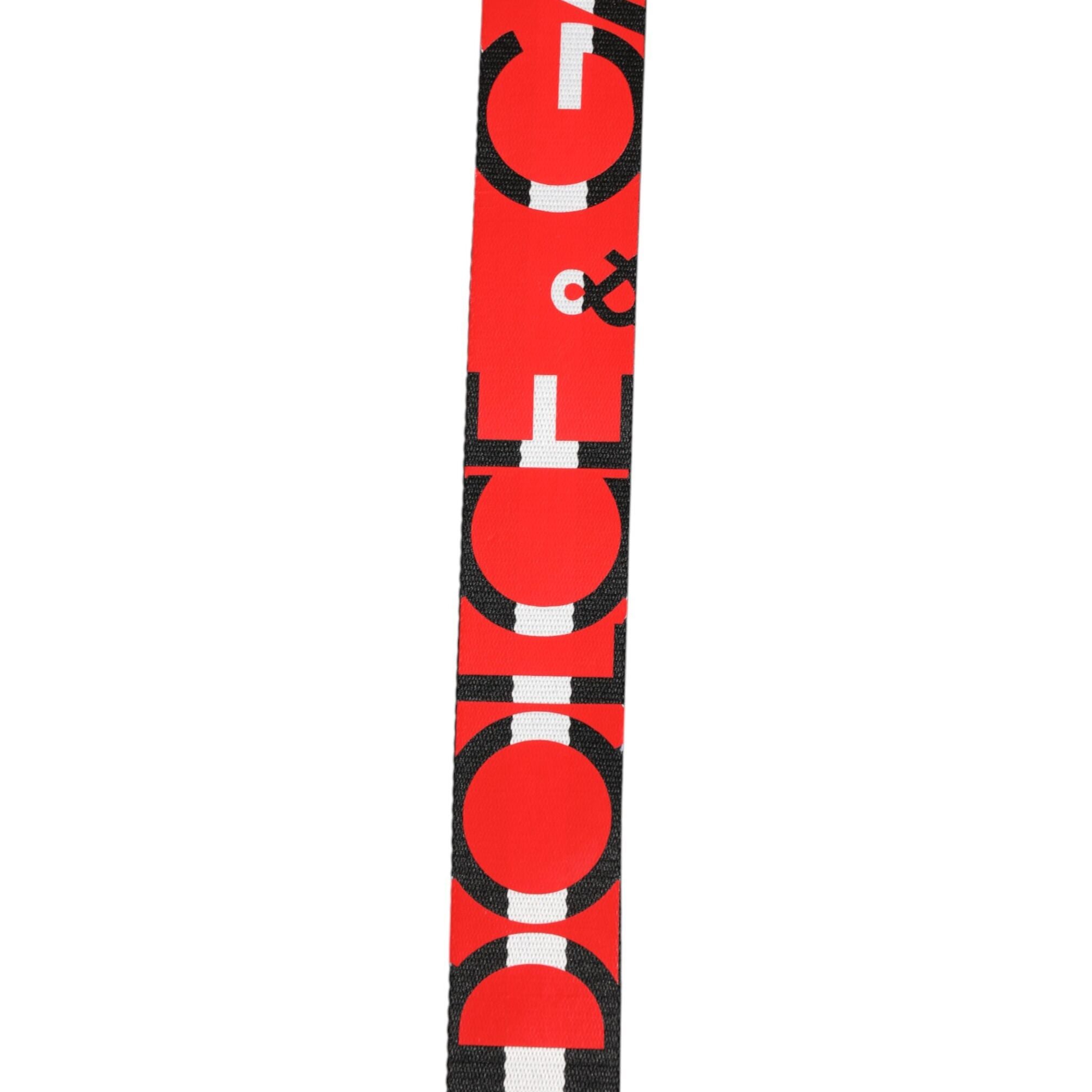 Dolce & Gabbana Black White Striped Logo Metal Buckle Belt