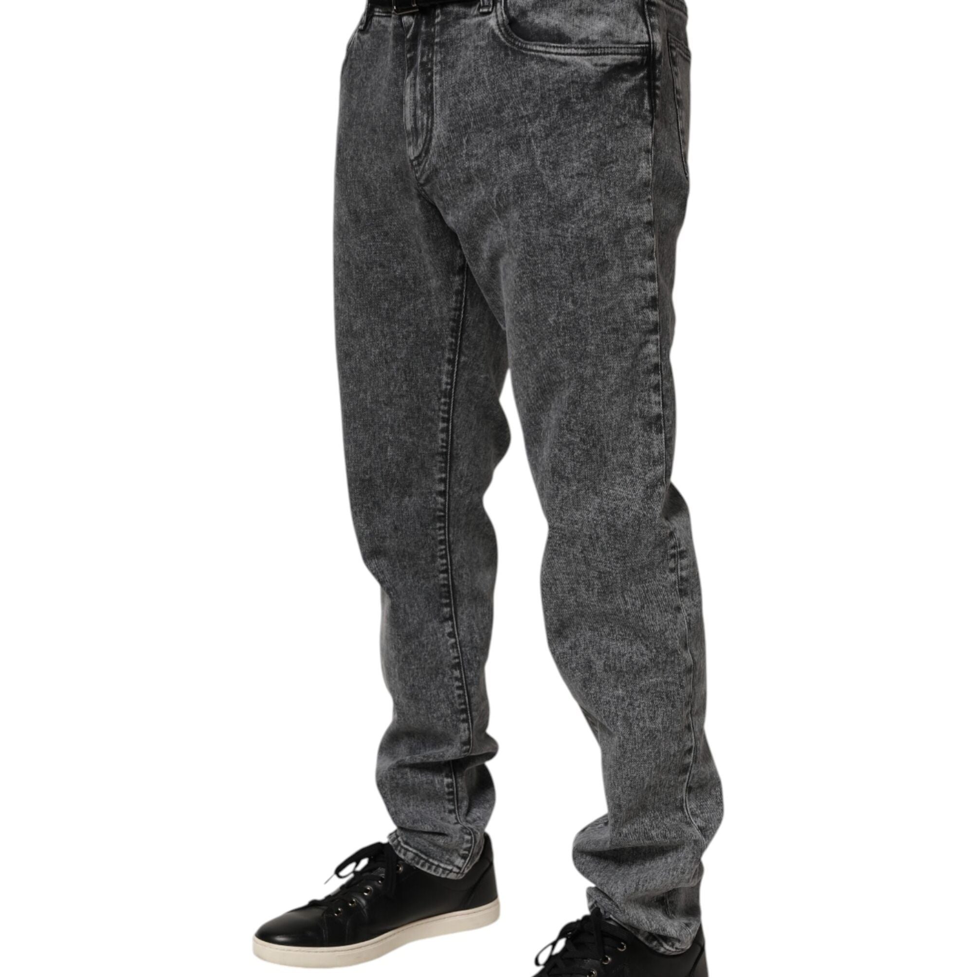 Dolce & Gabbana Gray Cotton Slim Fit Denim Trouser Jeans
