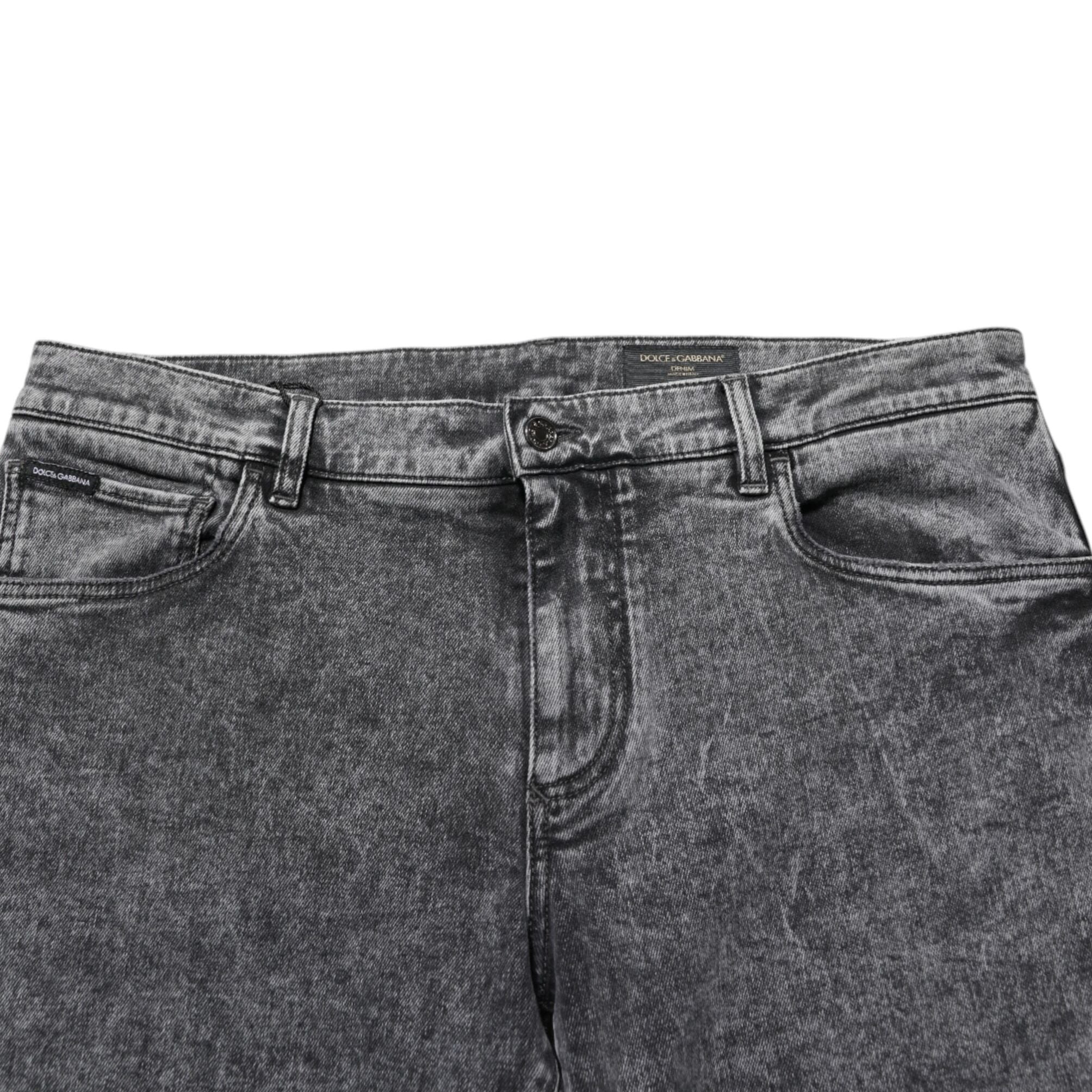 Dolce & Gabbana Gray Cotton Slim Fit Denim Trouser Jeans