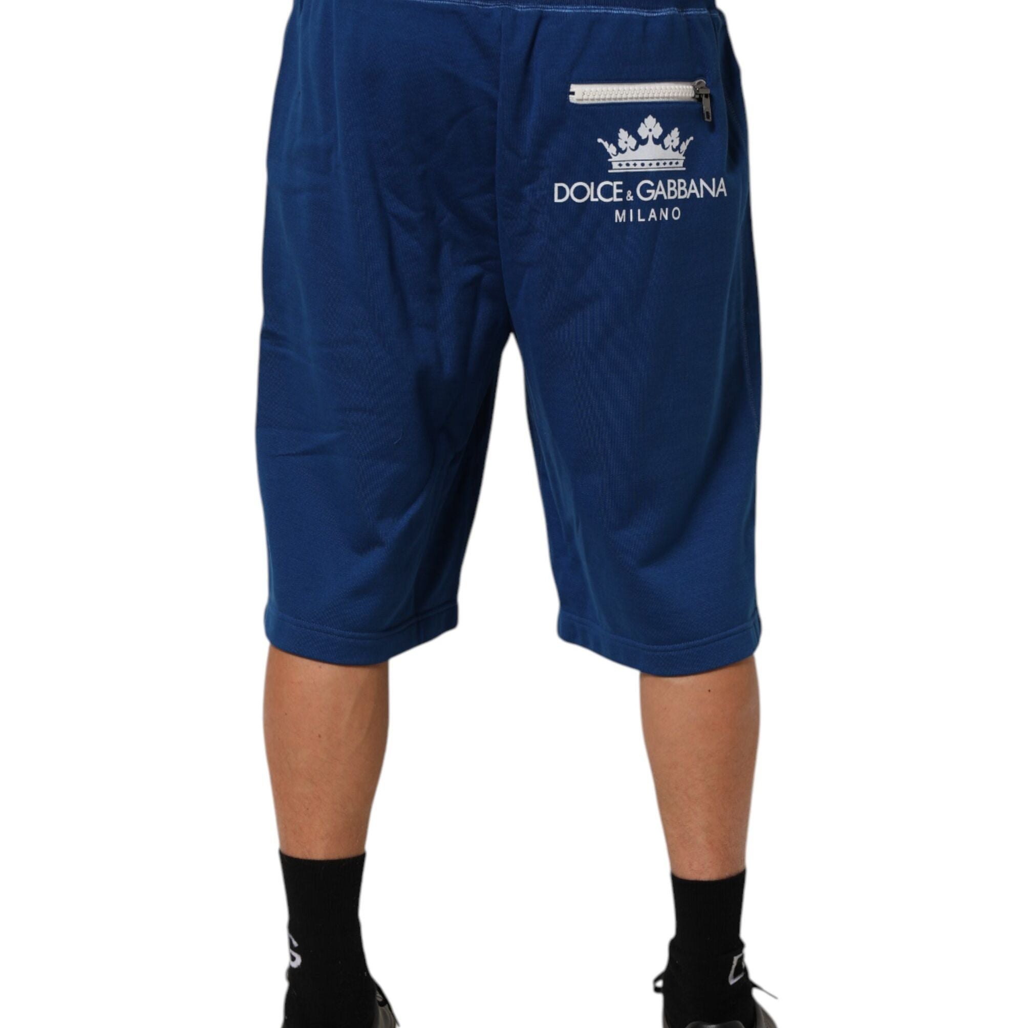 Dolce & Gabbana Blue Cotton Blend Bermuda Sweatpants Shorts