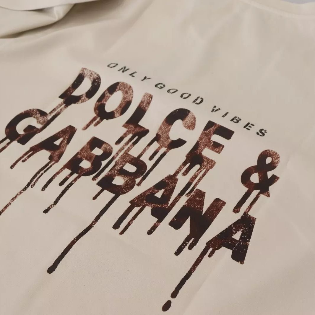 Dolce & Gabbana Ivory Cotton Ivory Printed Crewneck