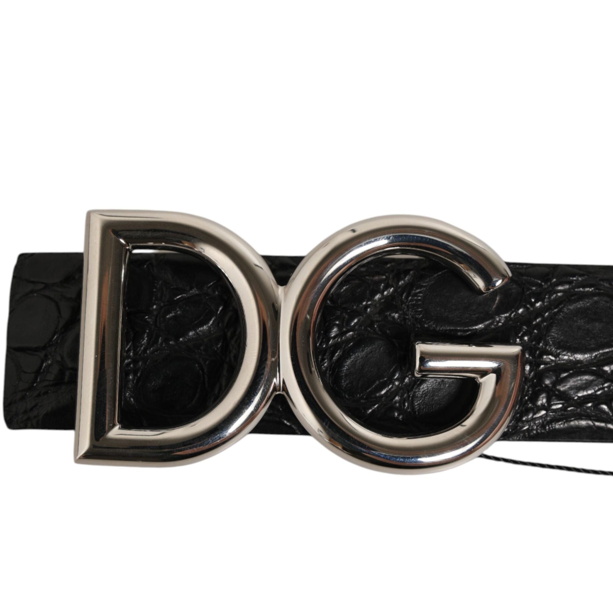Dolce & Gabbana Black Exotic Leather DG Logo Buckle Belt