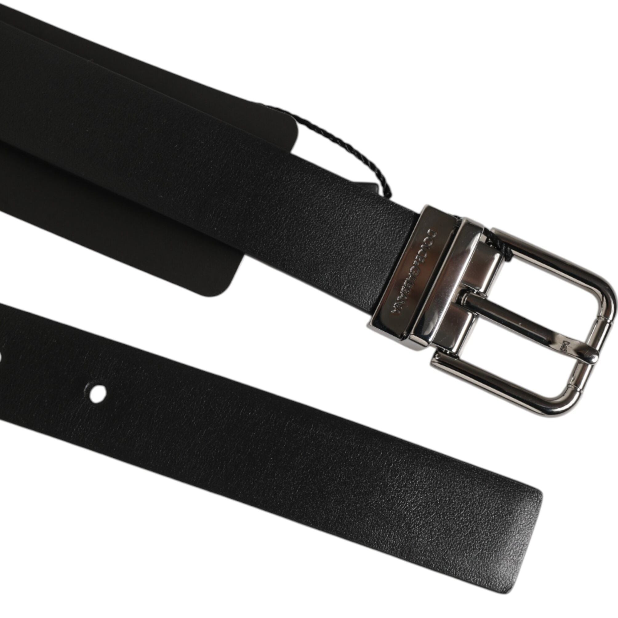Dolce & Gabbana Black Leather Studded Silver-Tone Buckle Belt