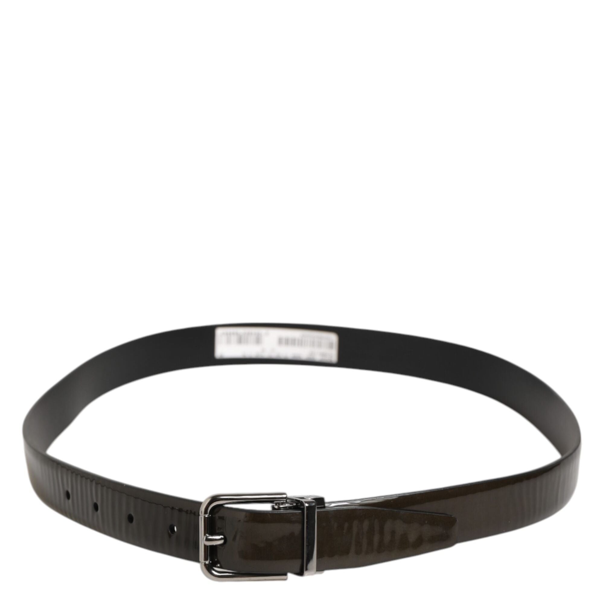 Dolce & Gabbana Brown Glossy Leather Classic Metal Buckle Belt