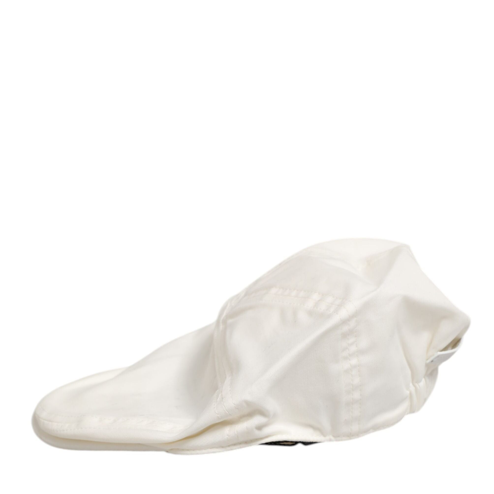 Dolce & Gabbana White Cotton Blend Leather Trim Flat Men Cap Hat
