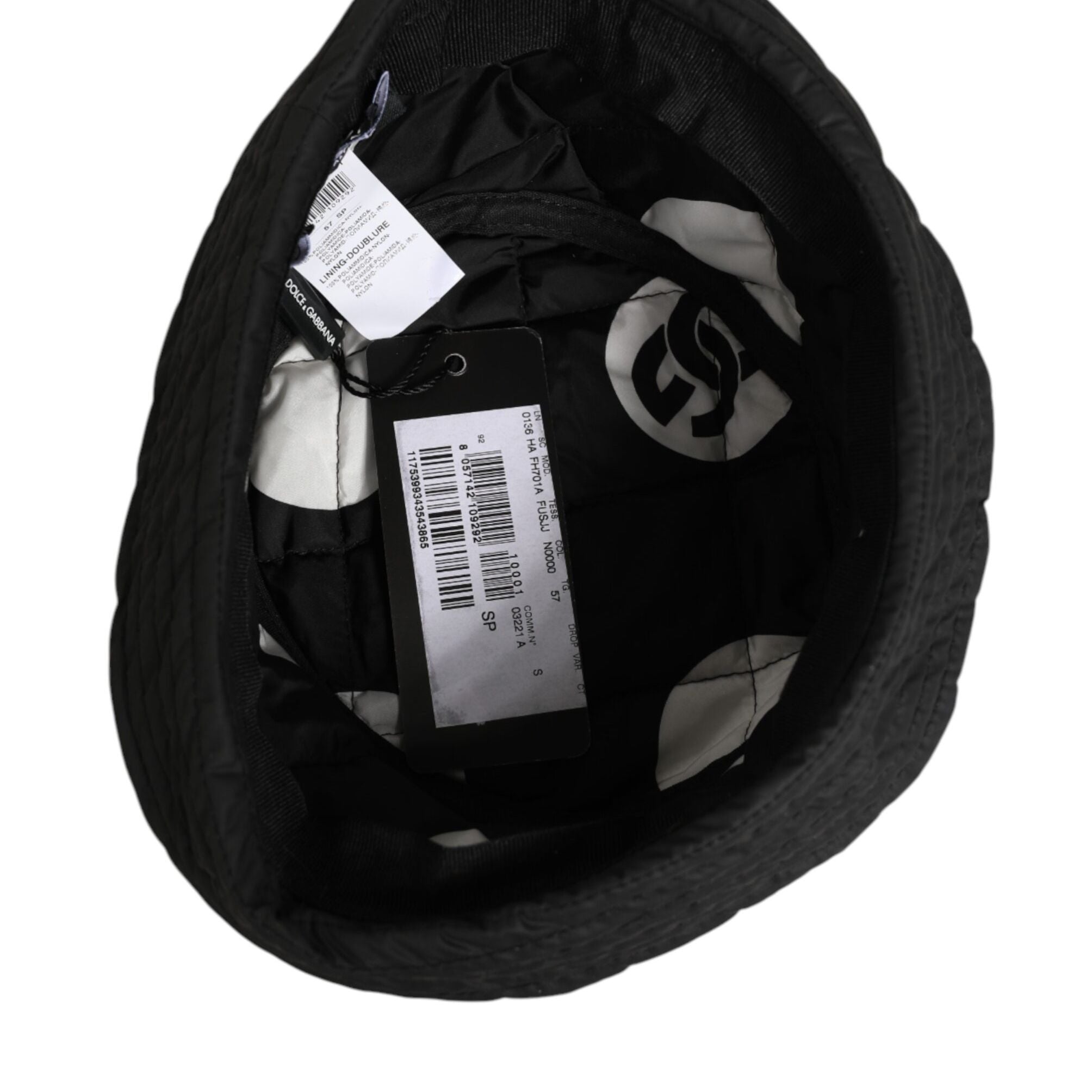 Dolce & Gabbana Black Nylon Quilted Bucket Men Capello Hat