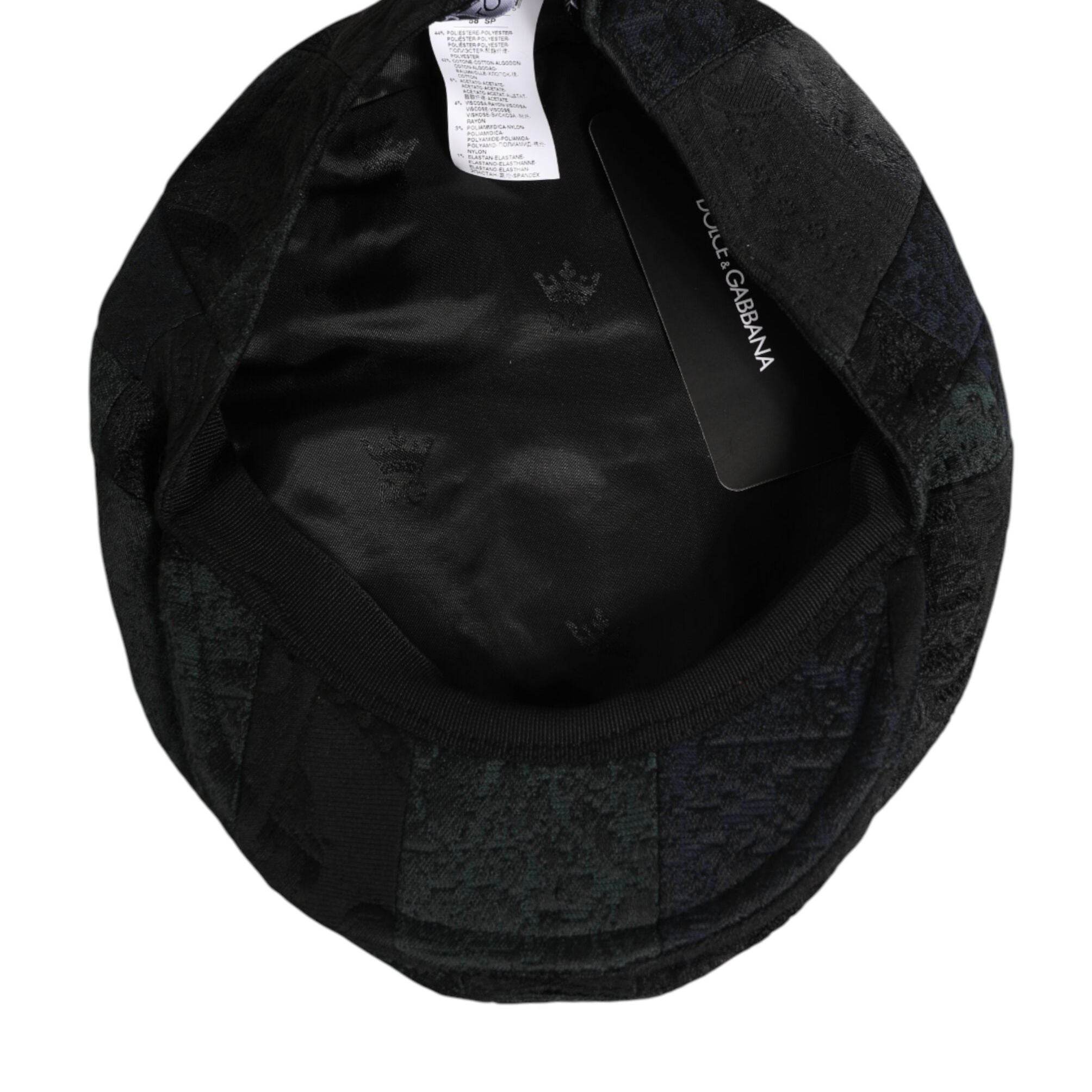 Dolce & Gabbana Black Polyester Newsboy Men Cloth Capello Hat