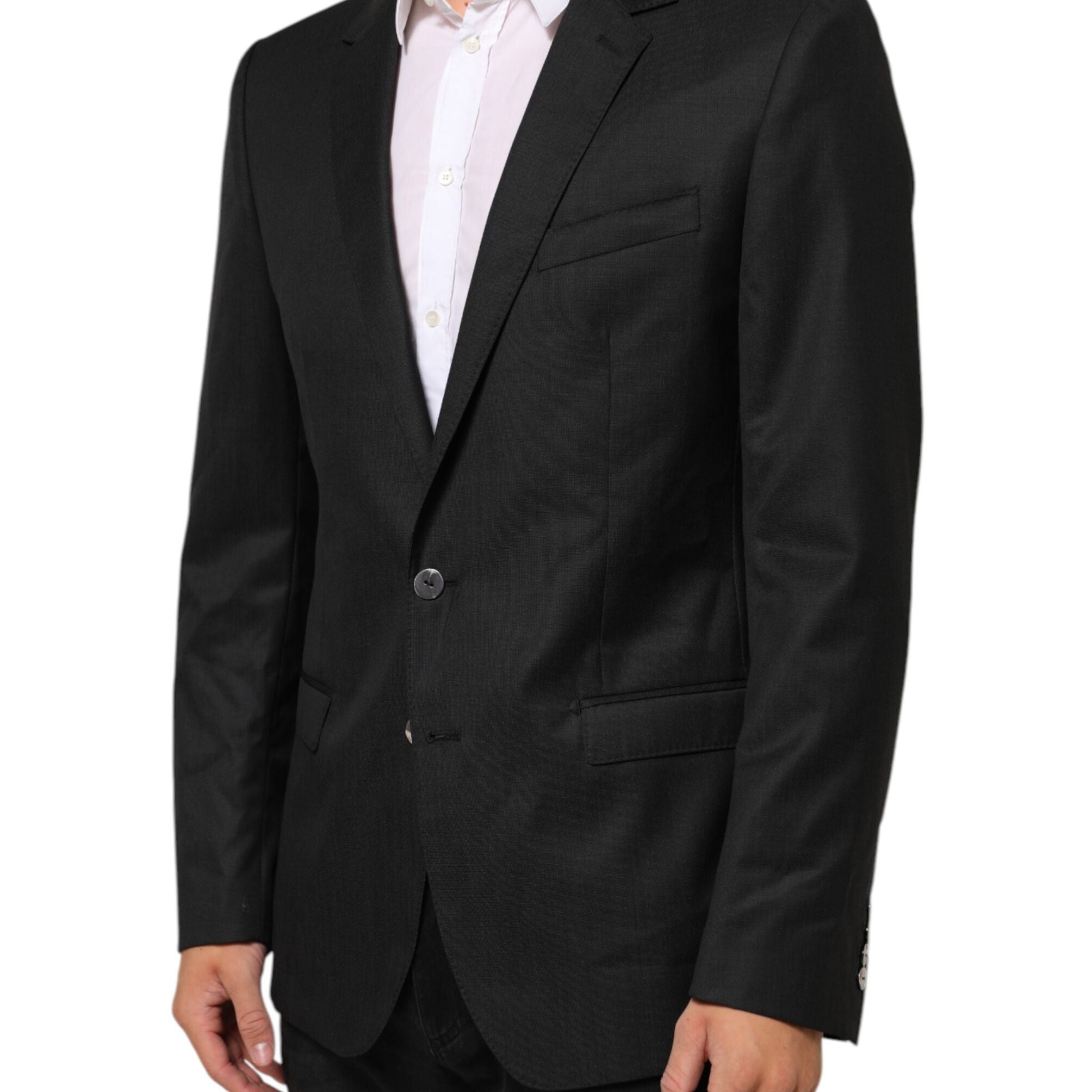 Dolce & Gabbana Dark Gray Single Breasted Men Coat MARTINI Blazer