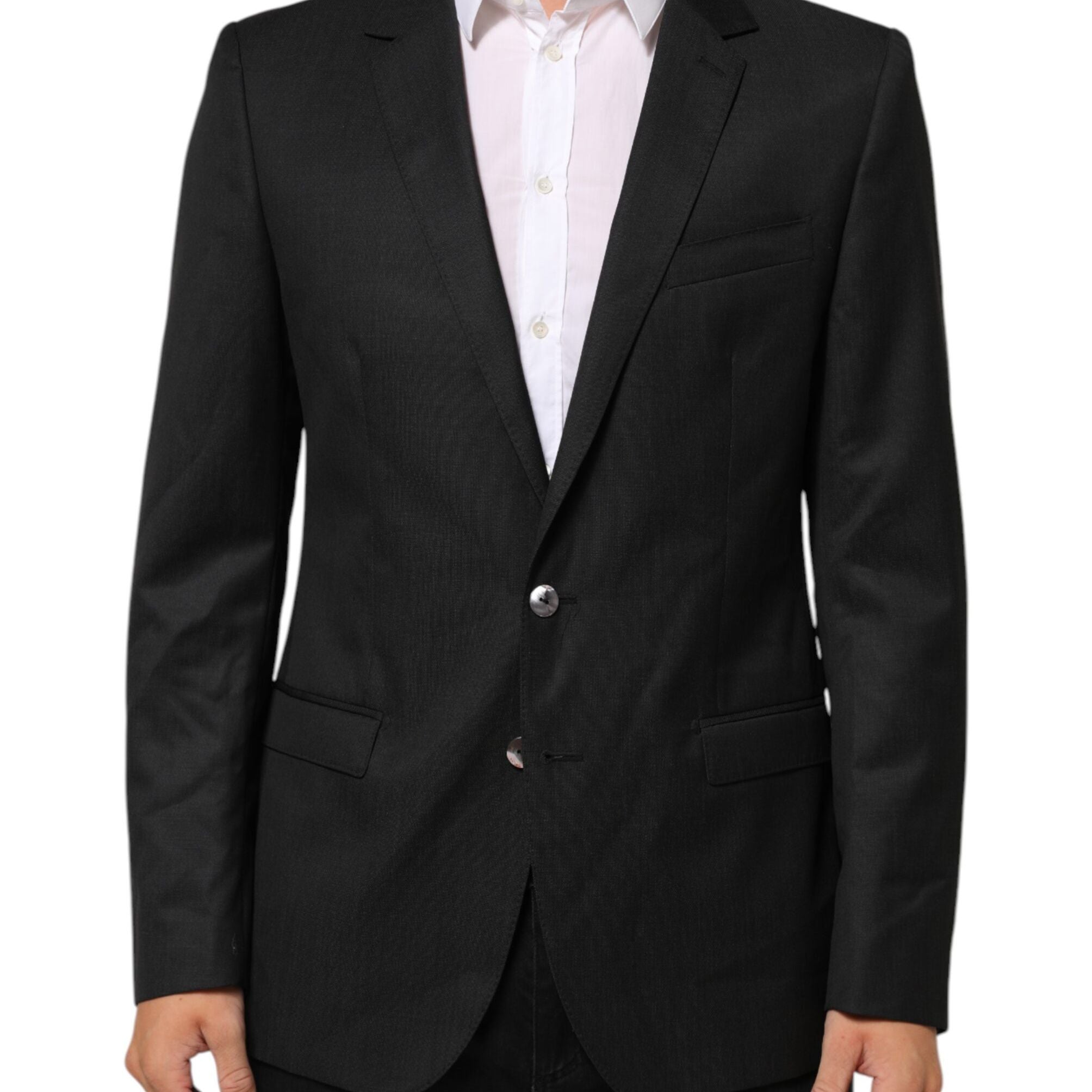 Dolce & Gabbana Dark Gray Single Breasted Men Coat MARTINI Blazer