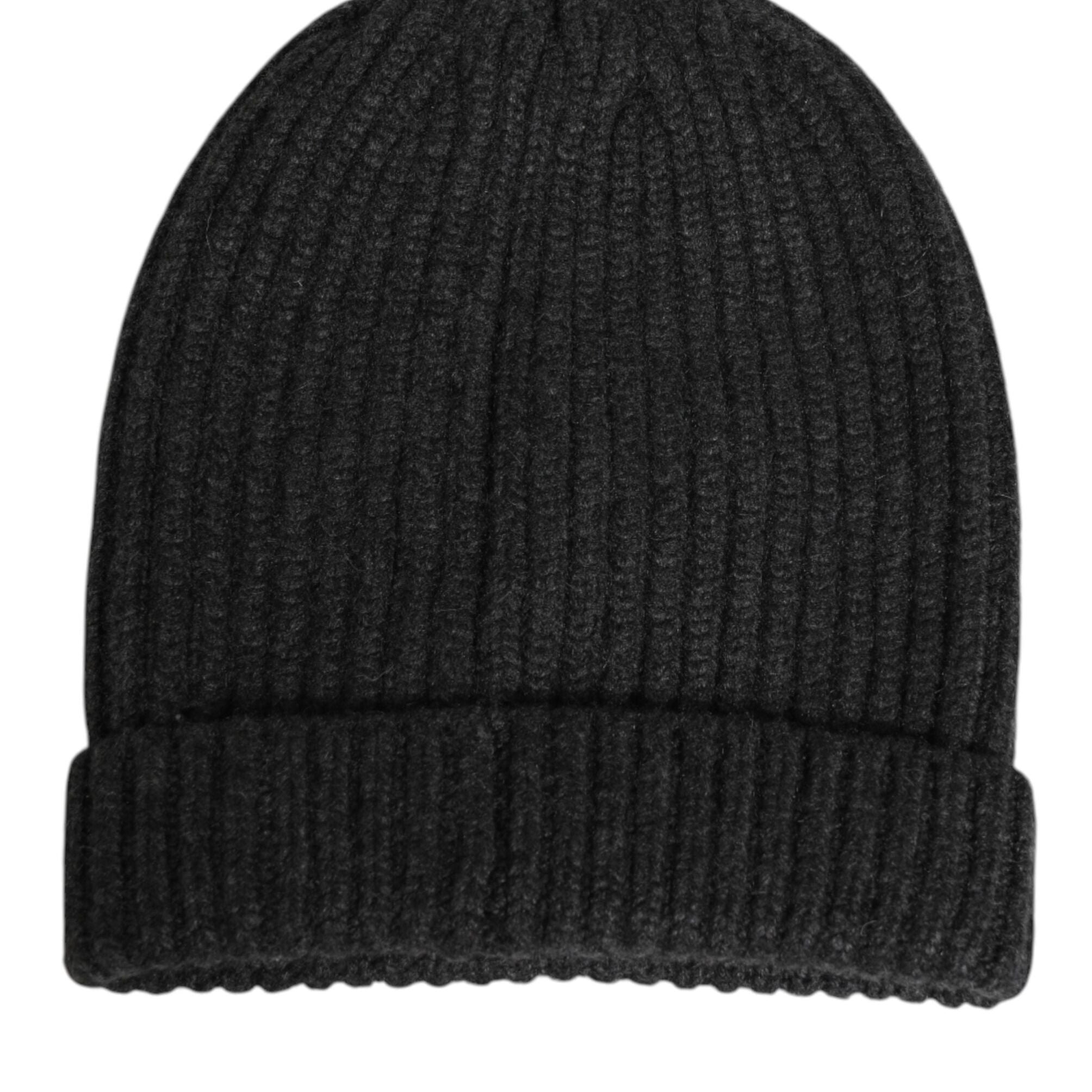 Dolce & Gabbana Black Cashmere Knitted Beanie Men Capello Hat