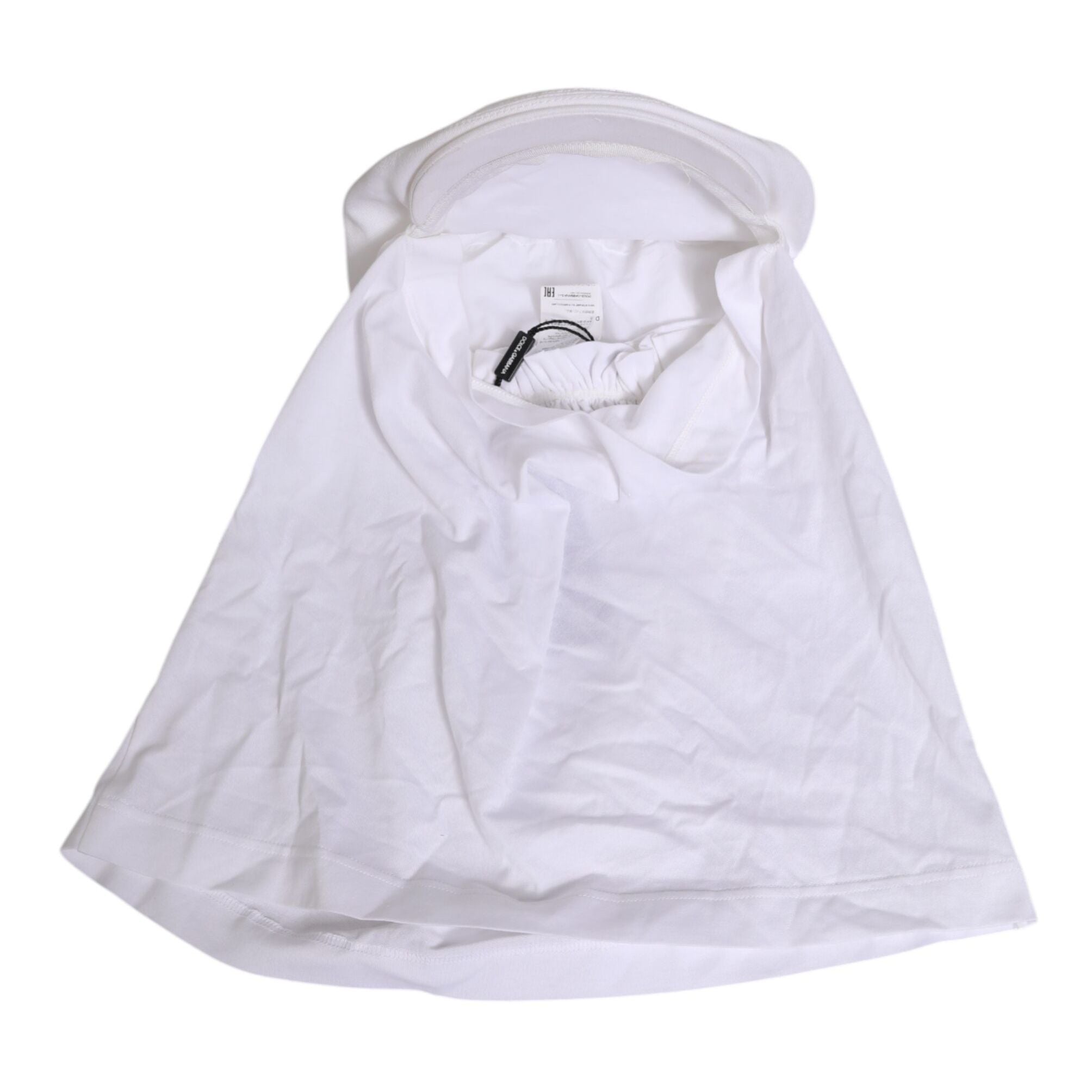 Dolce & Gabbana White Cotton DG Logo Plaque Baseball Balaclava Hat
