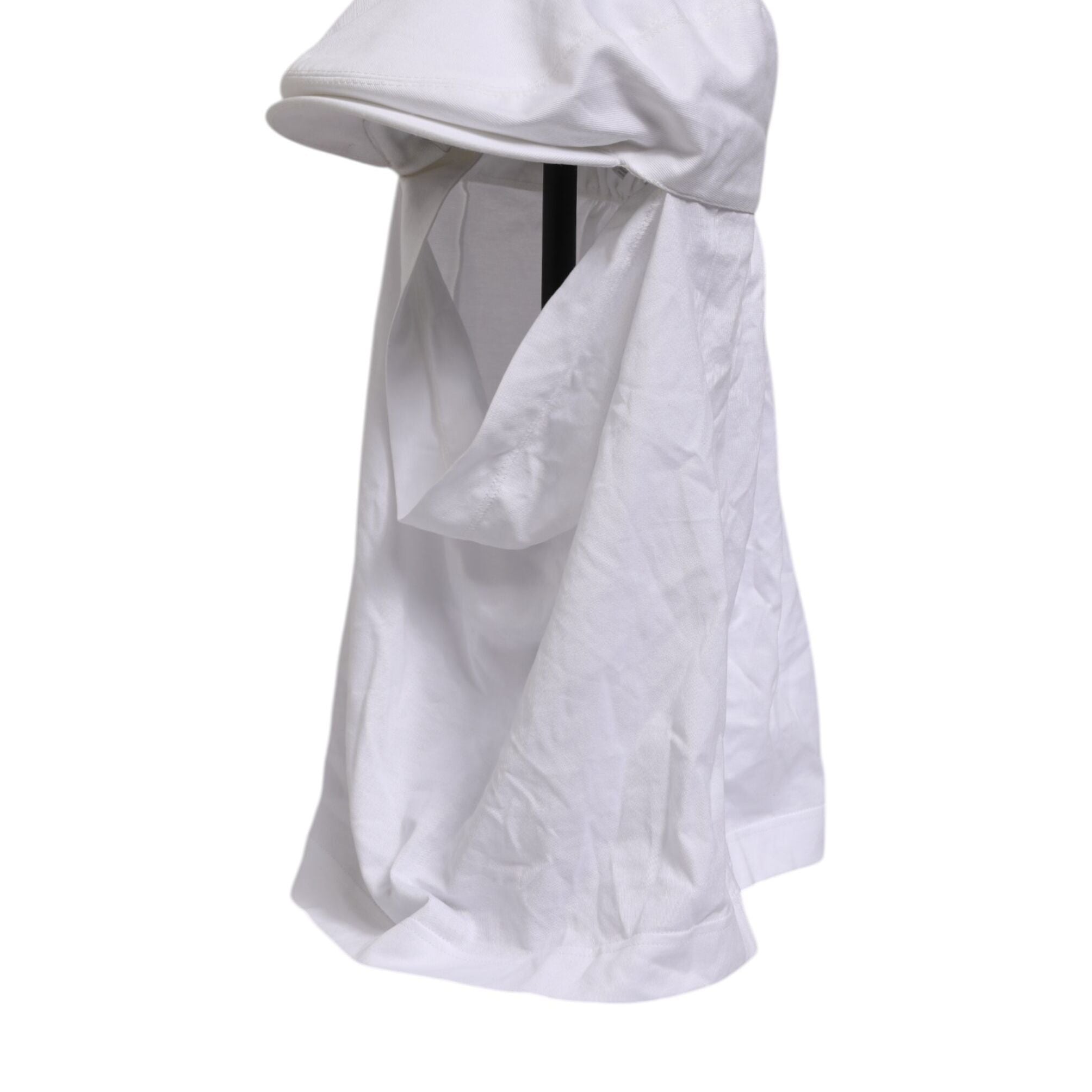 Dolce & Gabbana White Cotton DG Logo Plaque Baseball Balaclava Hat