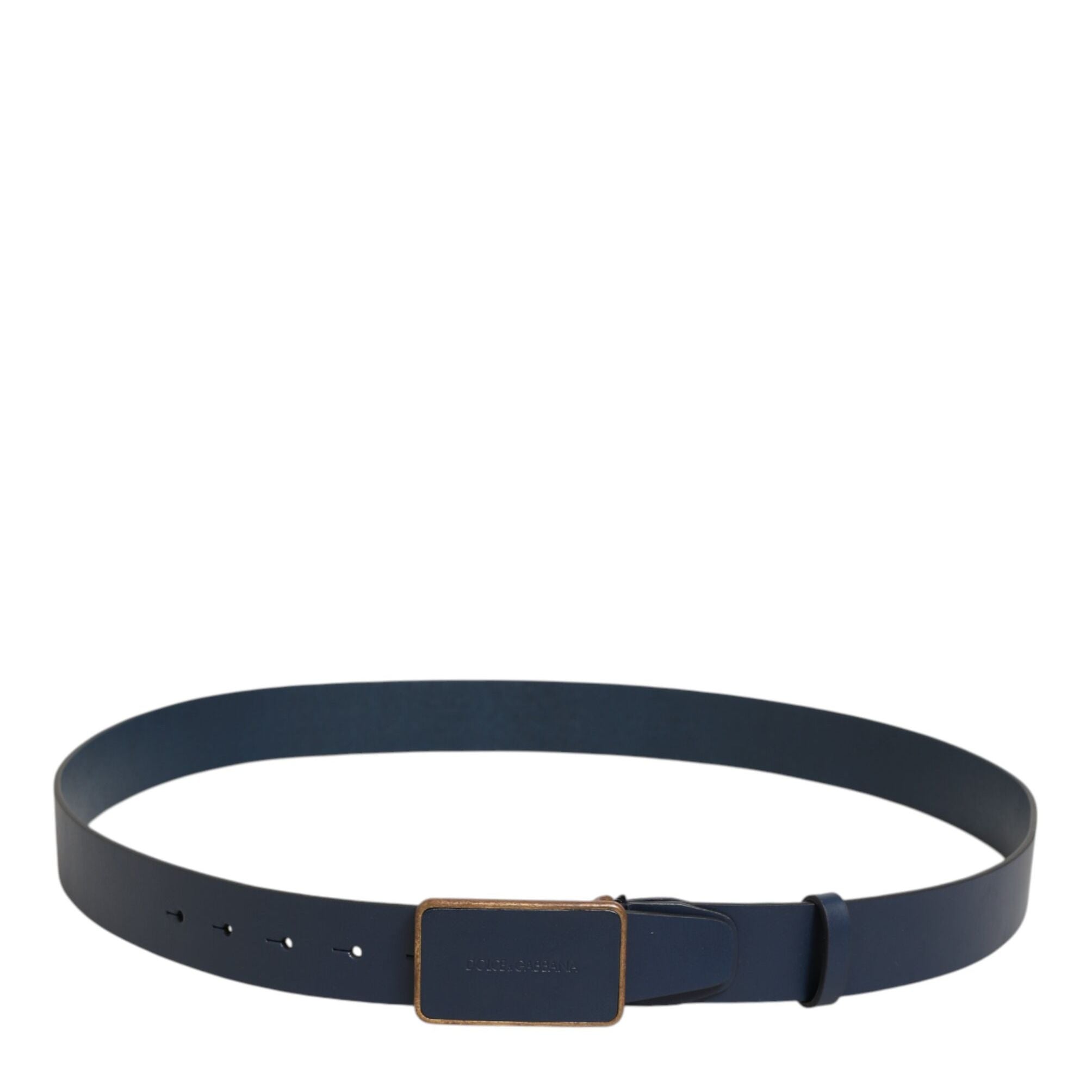 Dolce & Gabbana Blue Leather Classic Metal Logo Buckle Belt