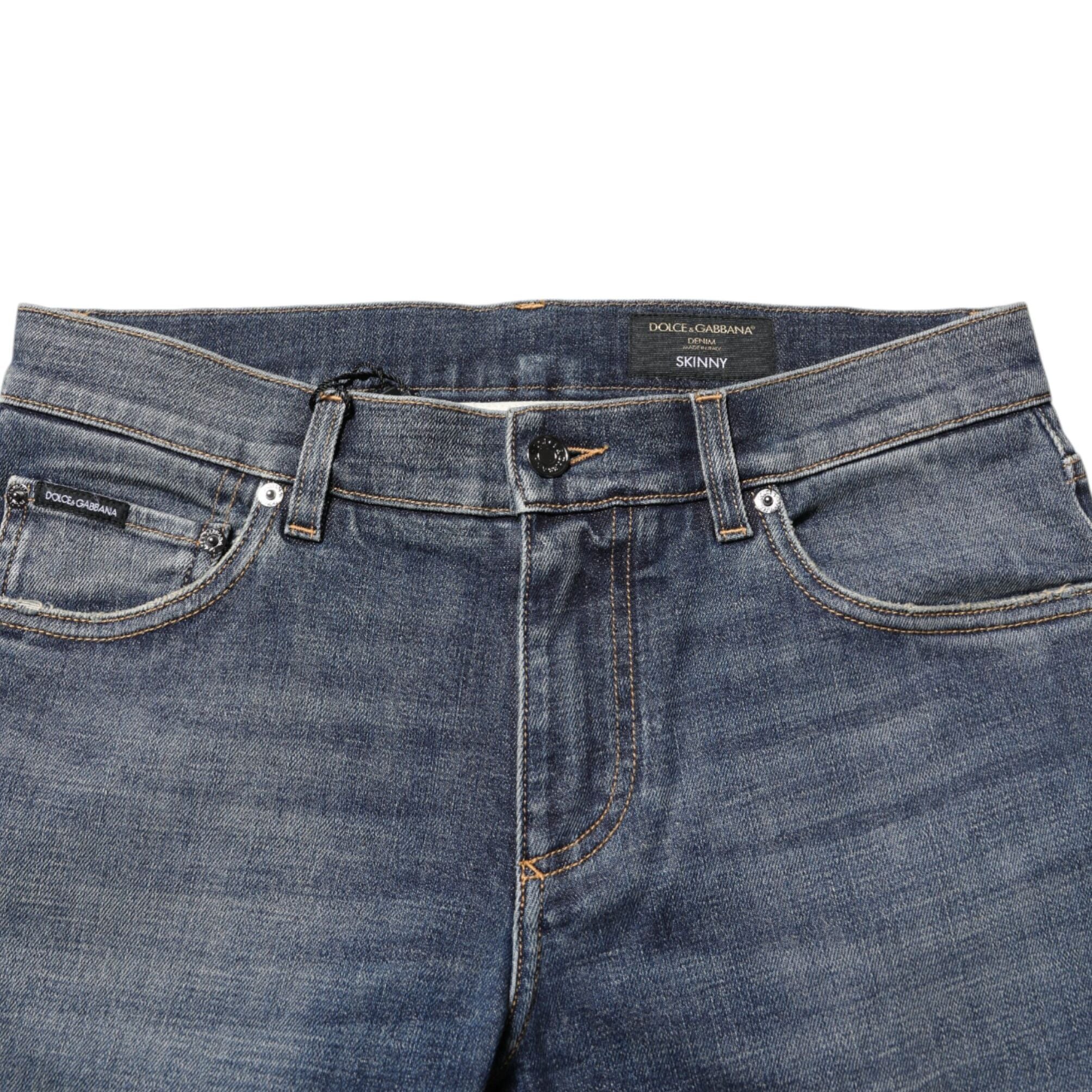 Dolce & Gabbana Blue Washed Cotton Skinny Men Denim Jeans