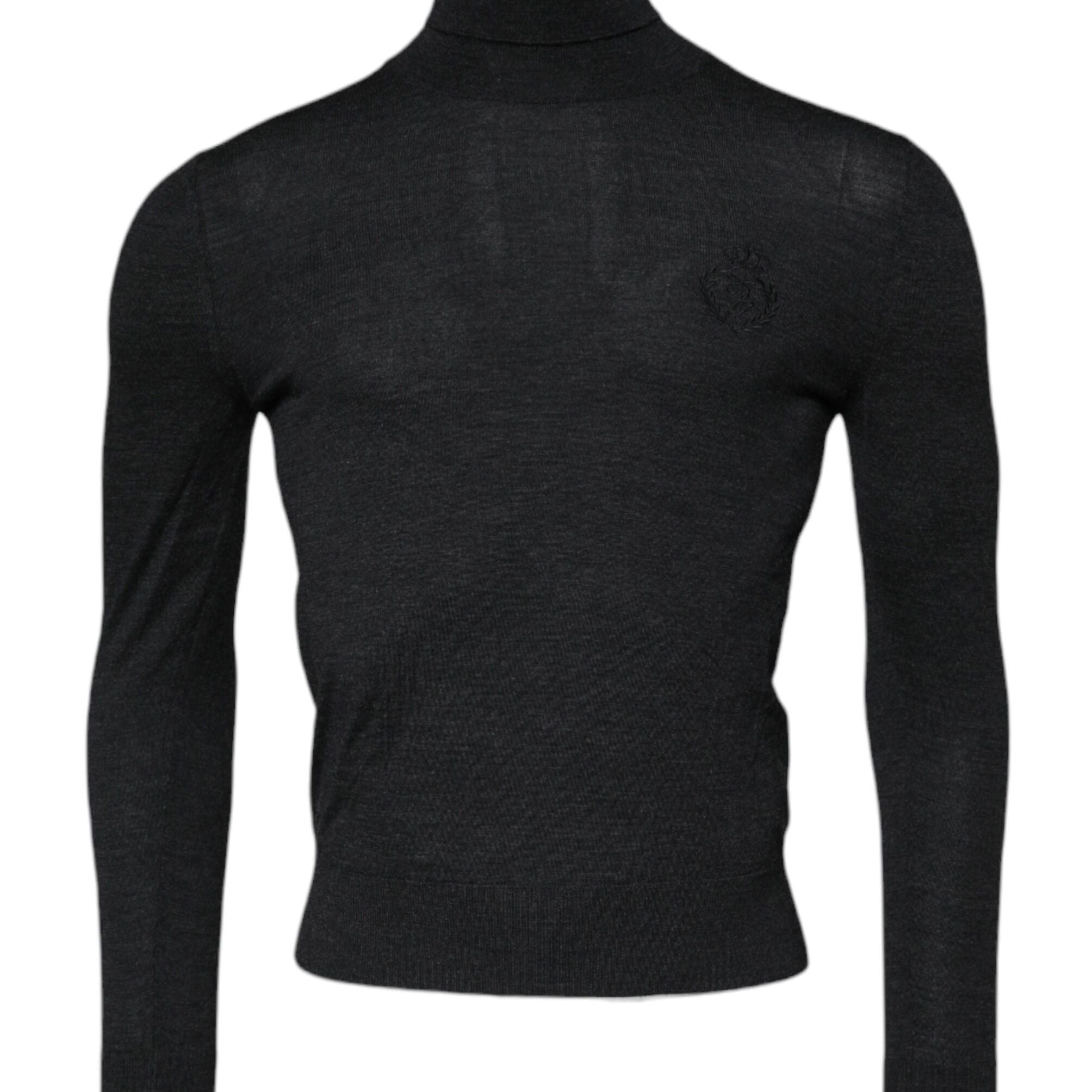 Dolce & Gabbana Black Wool Turtle Neck Men Pullover Sweater
