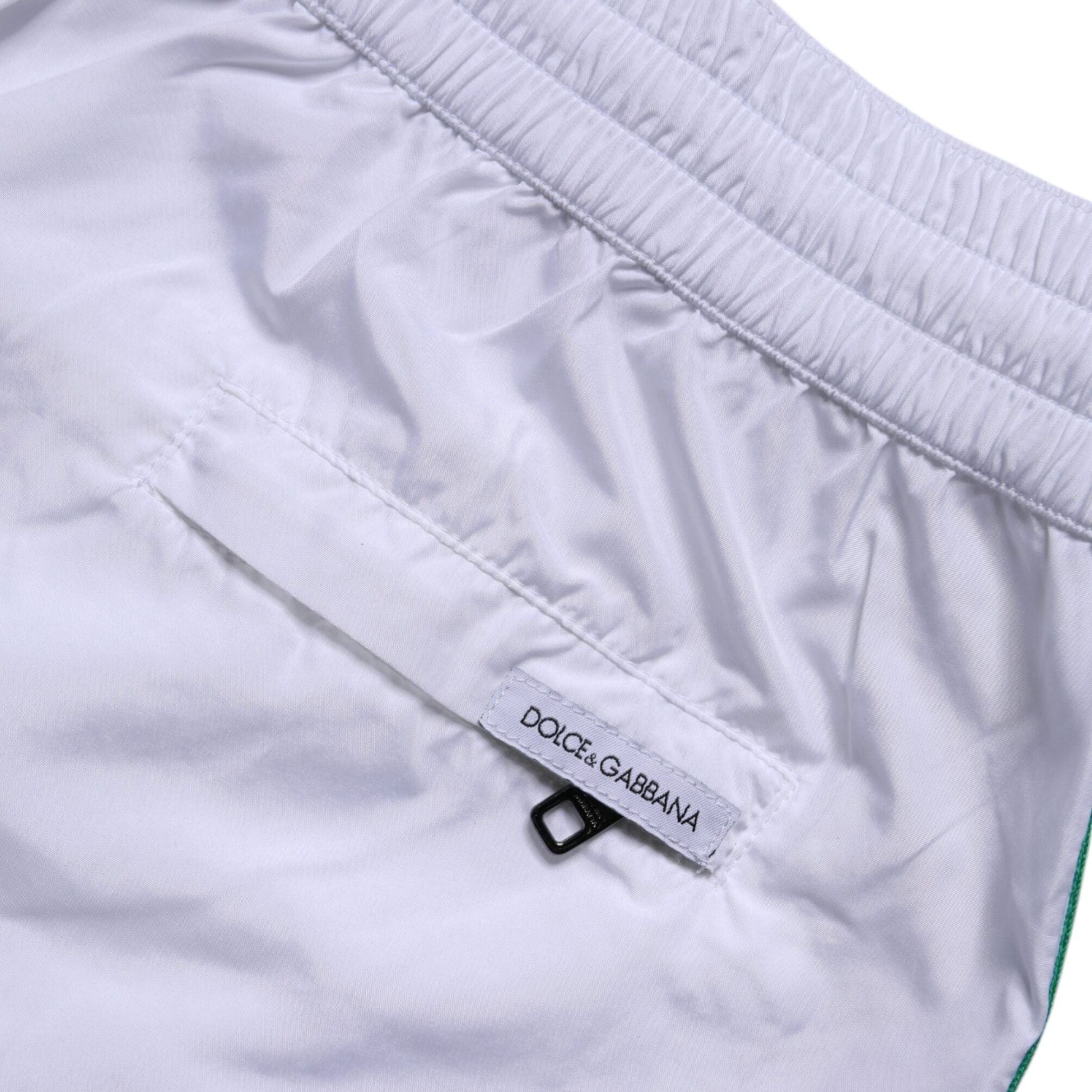 Dolce & Gabbana White Logo Polyester Men Beachwear Swimwear