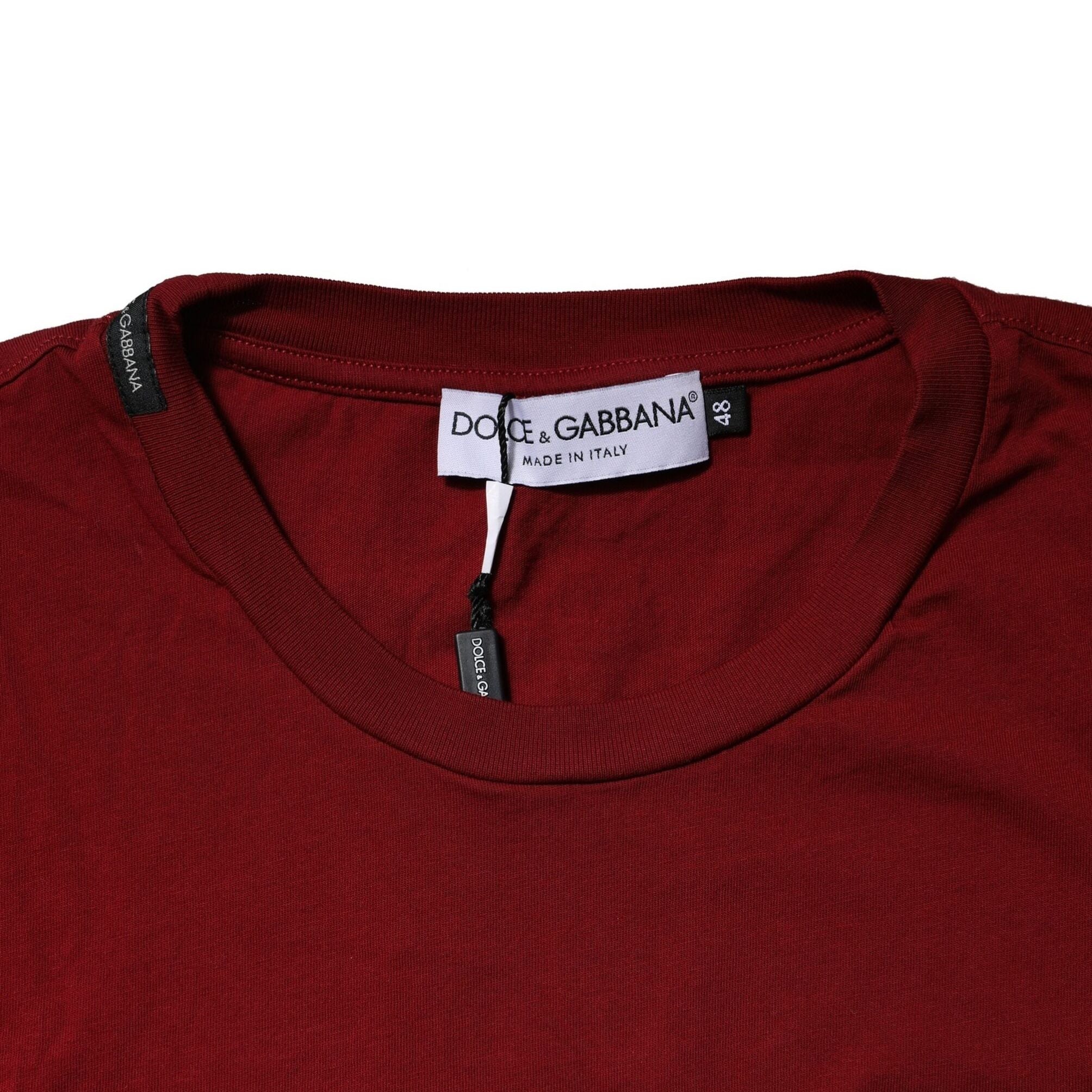 Dolce & Gabbana Maroon Cotton Crew Neck Short Sleeves T-Shirt