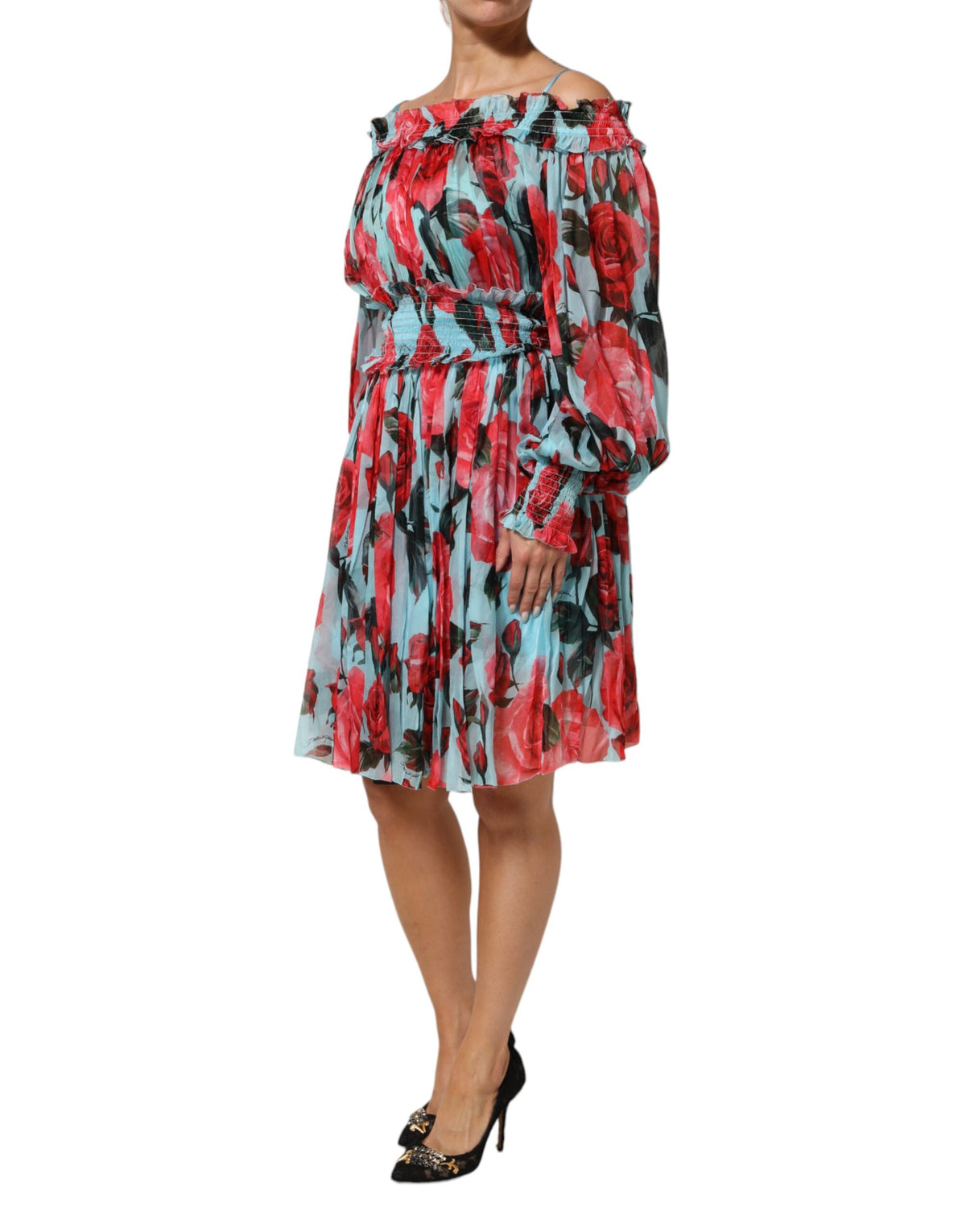 Dolce & Gabbana Multicolor Romantic Floral Silk Chiffon Dress