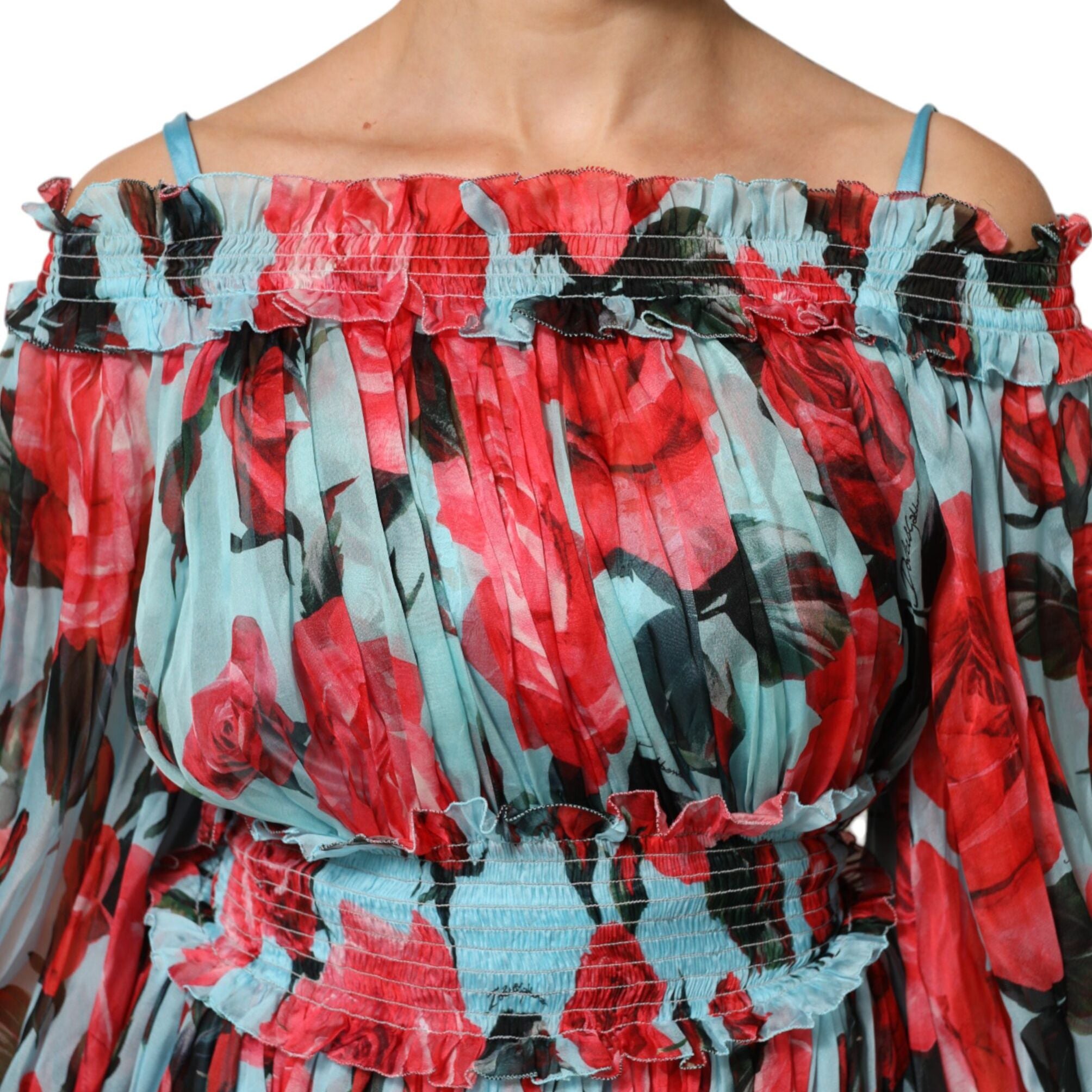 Dolce & Gabbana Multicolor Romantic Floral Silk Chiffon Dress