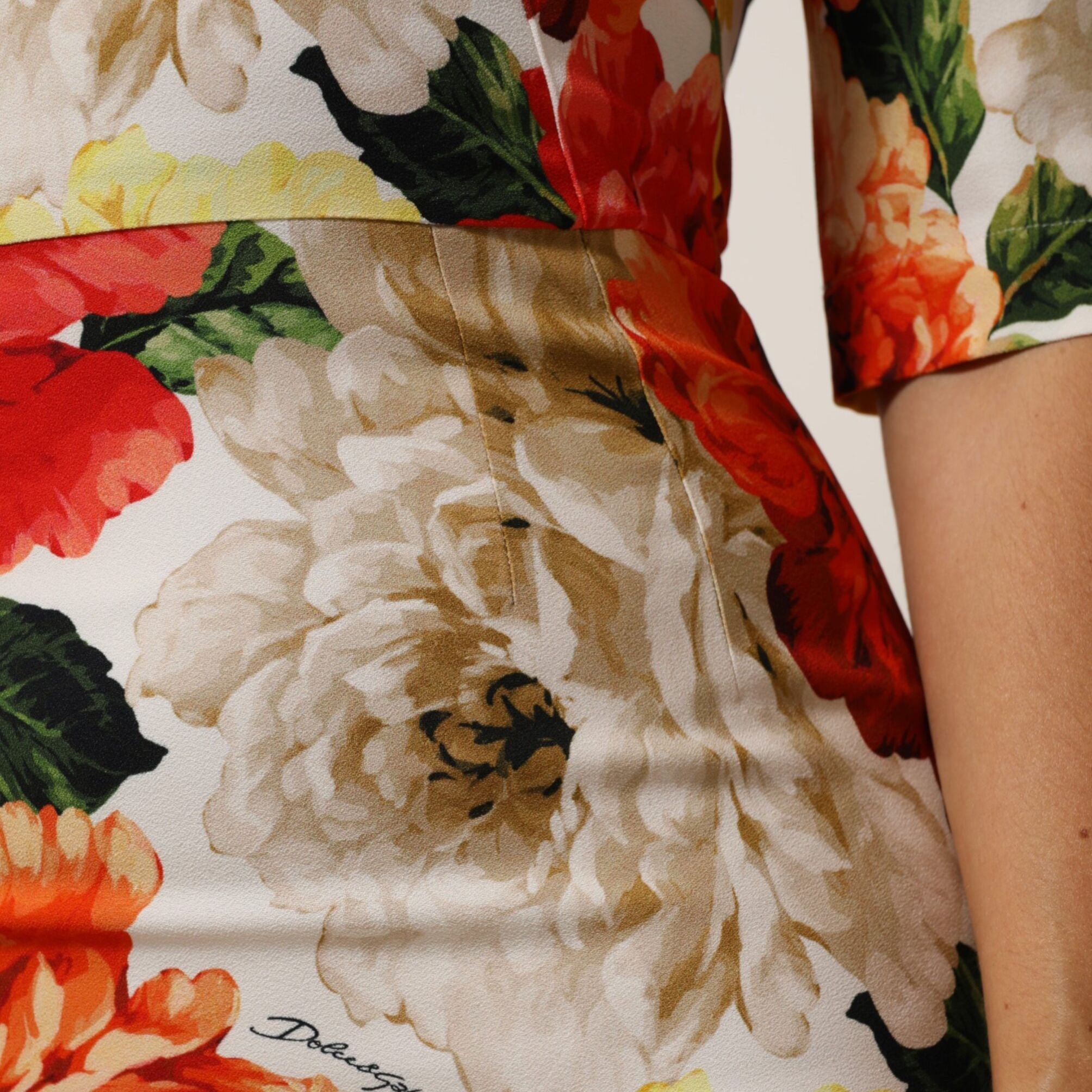 Dolce & Gabbana Multicolor Floral Print Viscose Sheath Dress