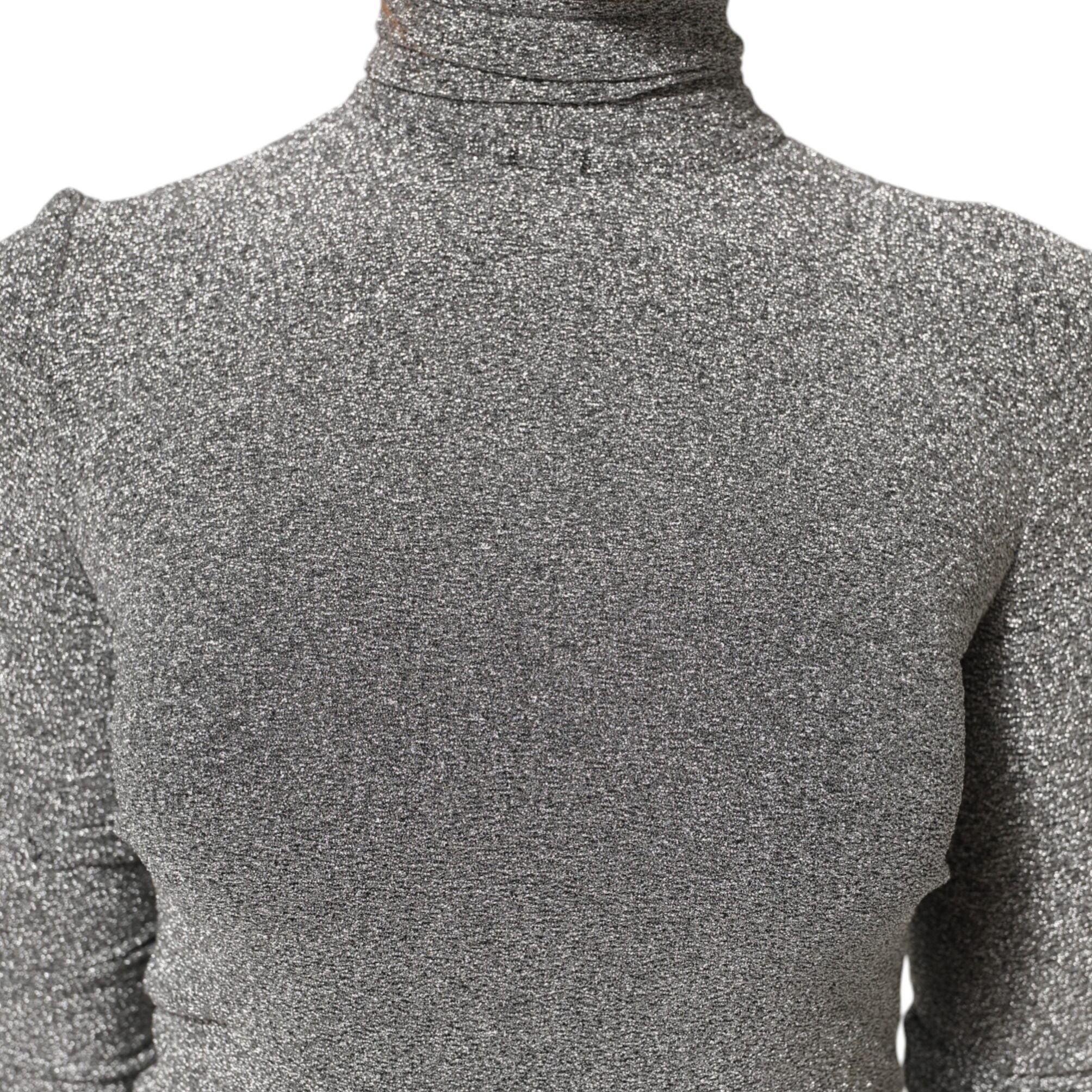 Dolce & Gabbana Gray Nylon Bodycon Sheath Long Sleeves Dress