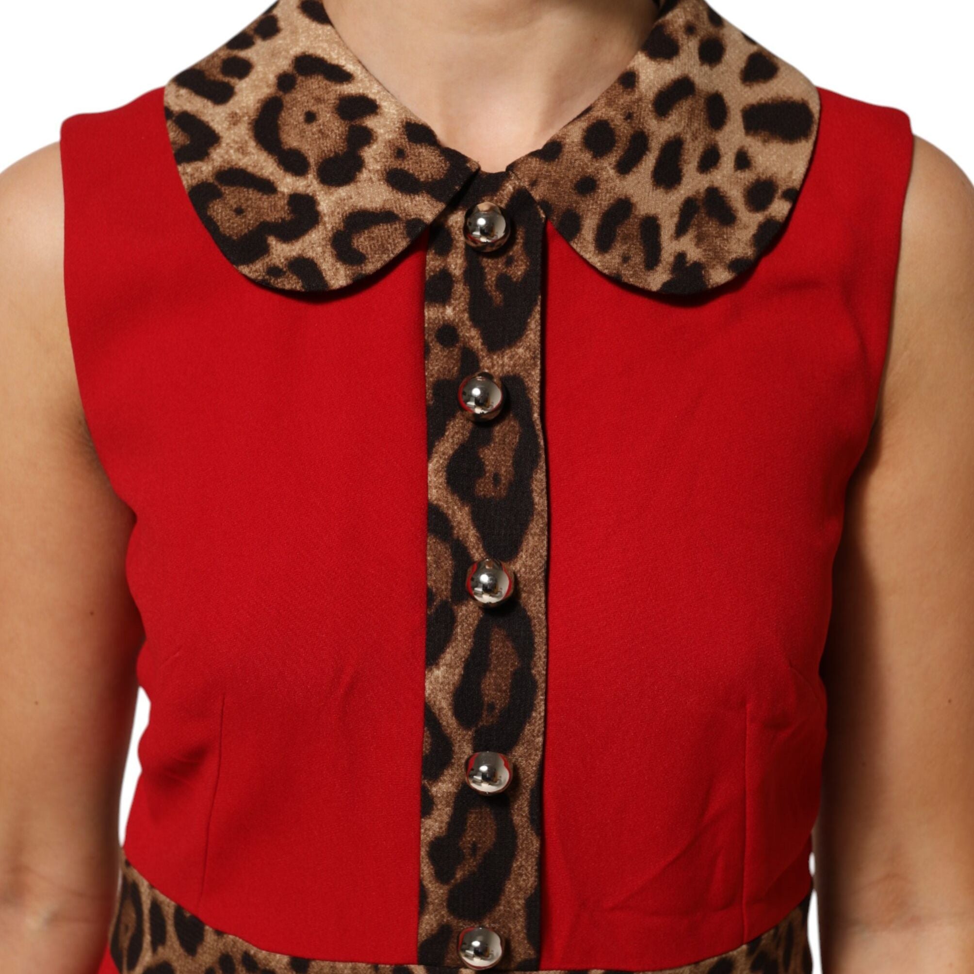 Dolce & Gabbana Red Leopard Viscose Sheath A-line Dress