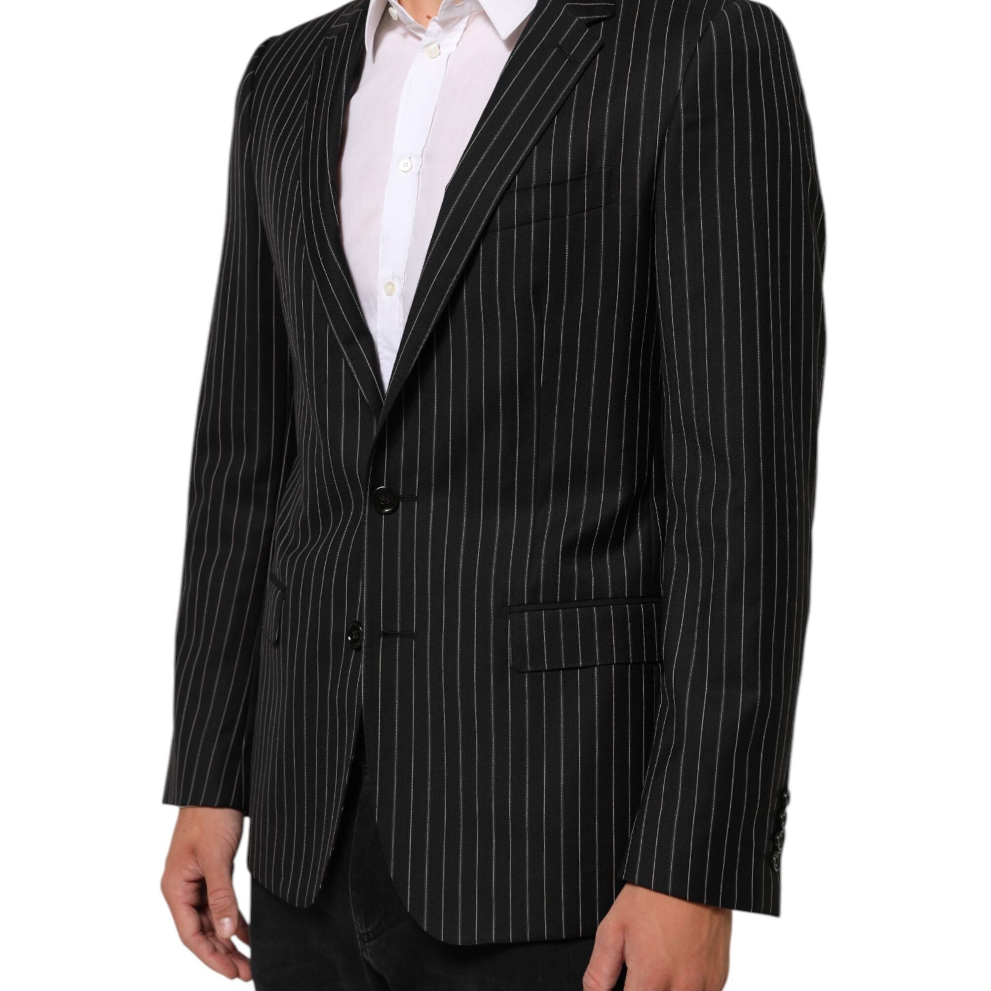 Dolce & Gabbana Black Stripes MARTINI 1 Button Suit Blazer