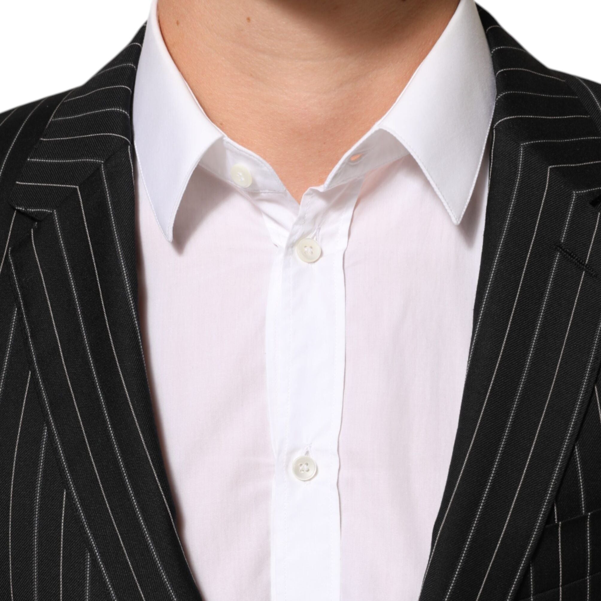 Dolce & Gabbana Black Stripes MARTINI 1 Button Suit Blazer