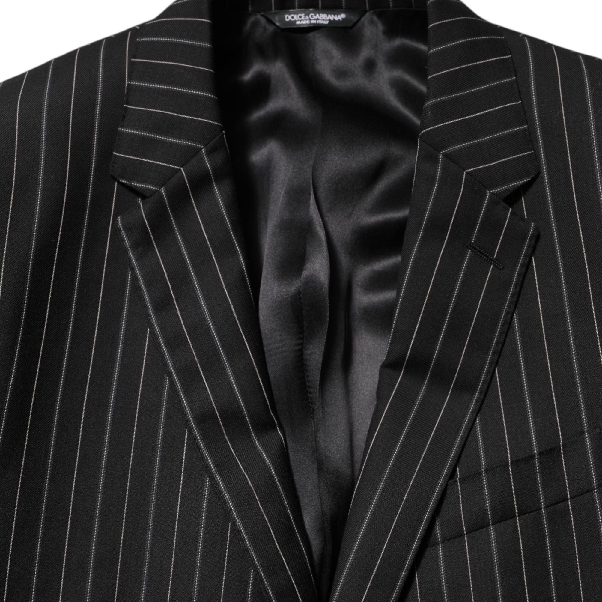 Dolce & Gabbana Black Stripes MARTINI 1 Button Suit Blazer